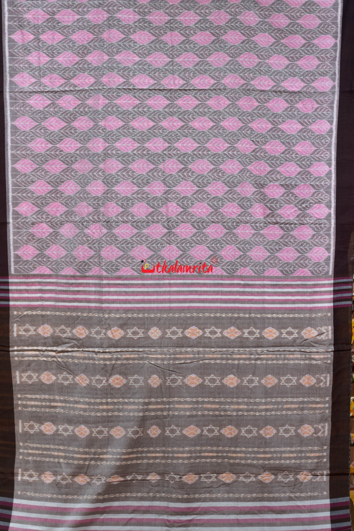 Leaf Pink Maniabandha Cotton Saree