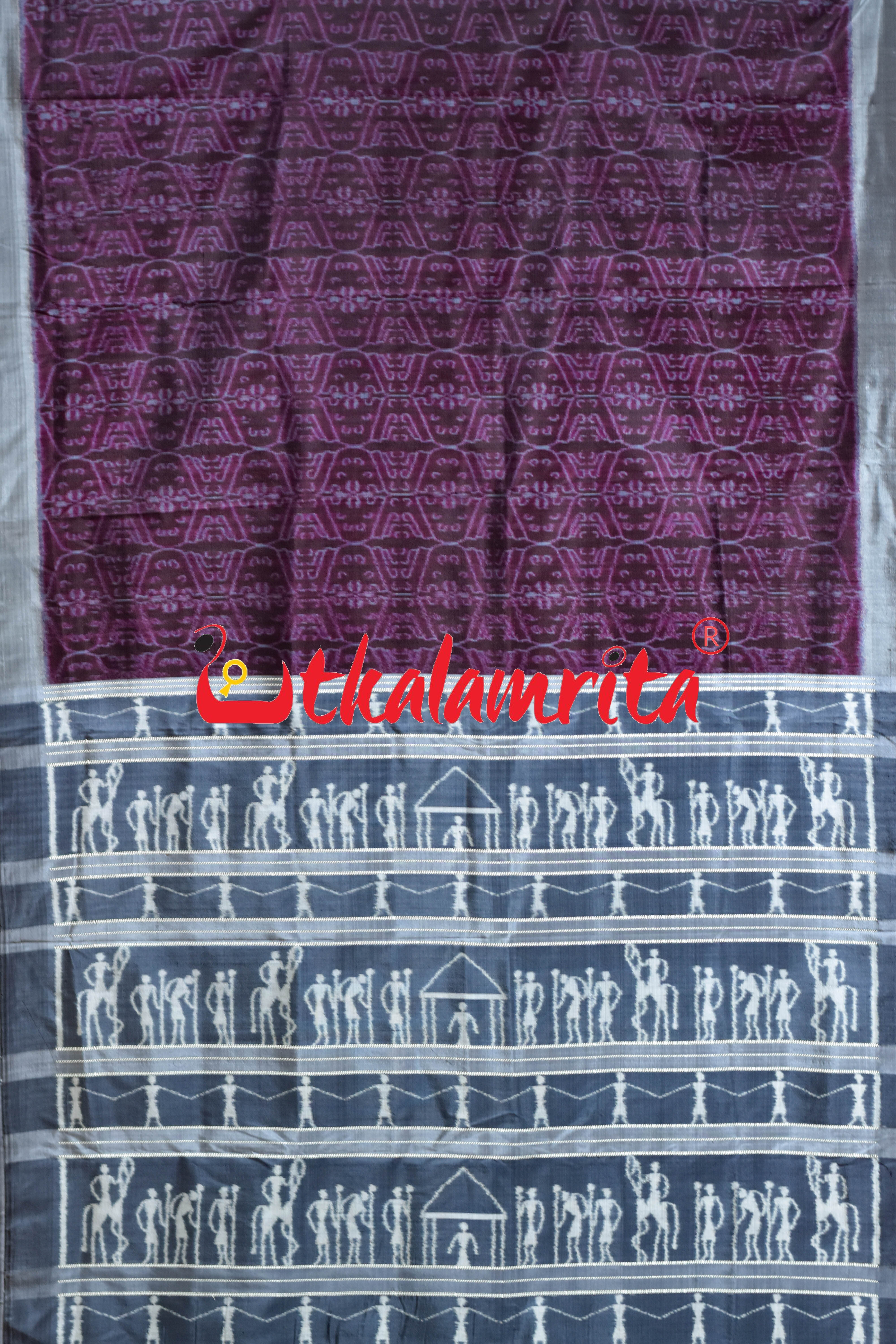 Chungudia Daali Coffee Grey Khandua Silk Saree