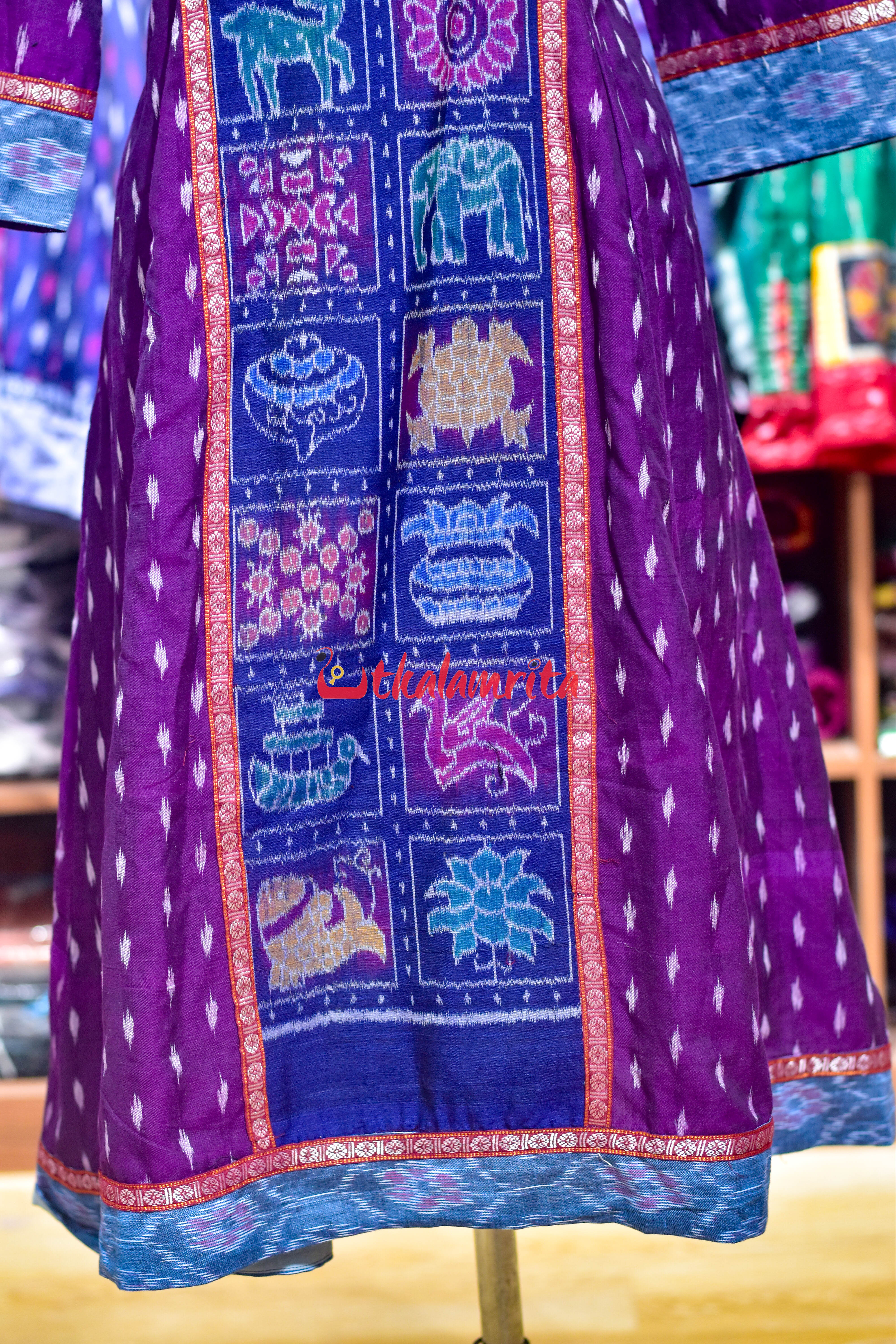 Purple White Dots with Nabakothi Design (Anarkali)