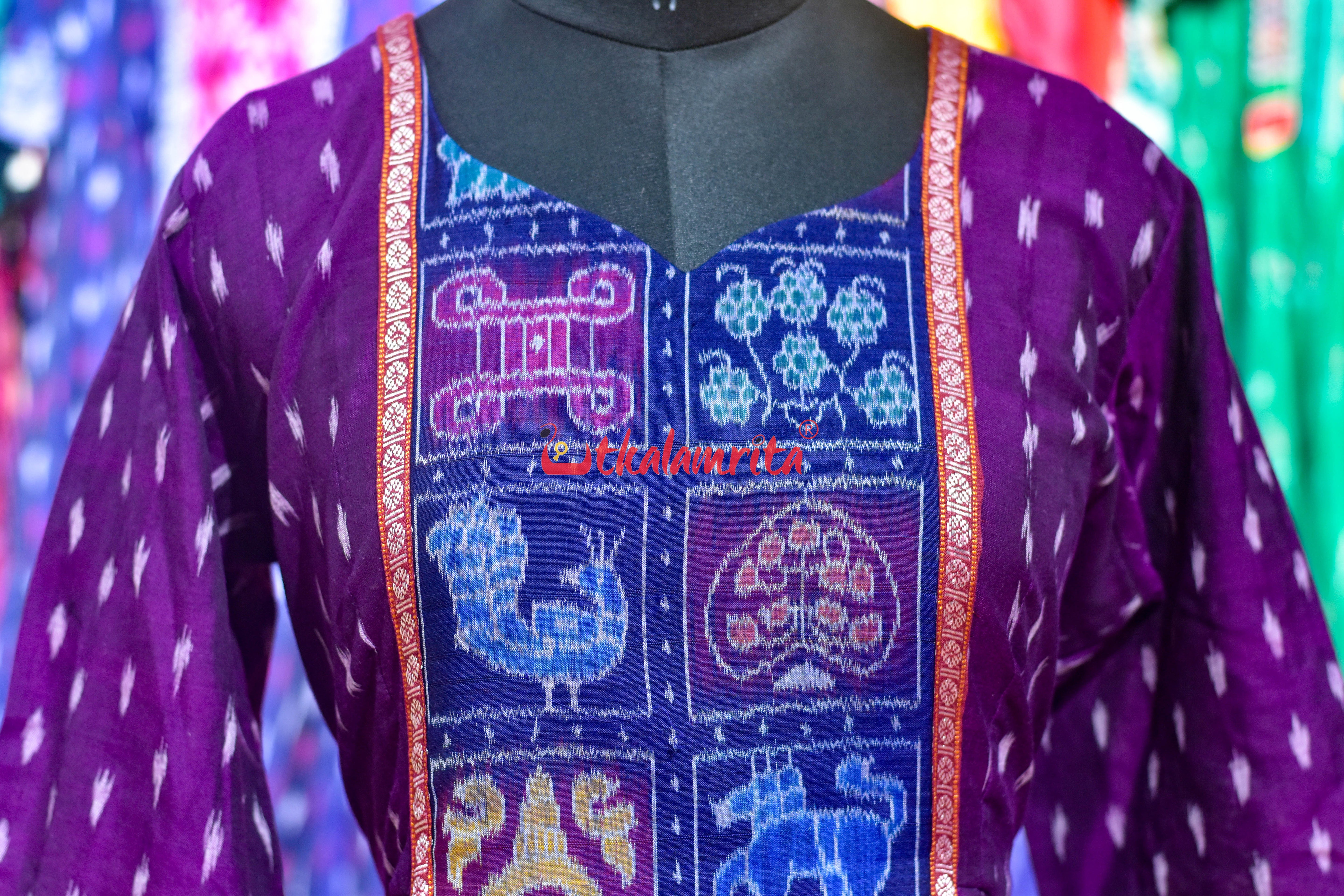 Purple White Dots with Nabakothi Design (Anarkali)