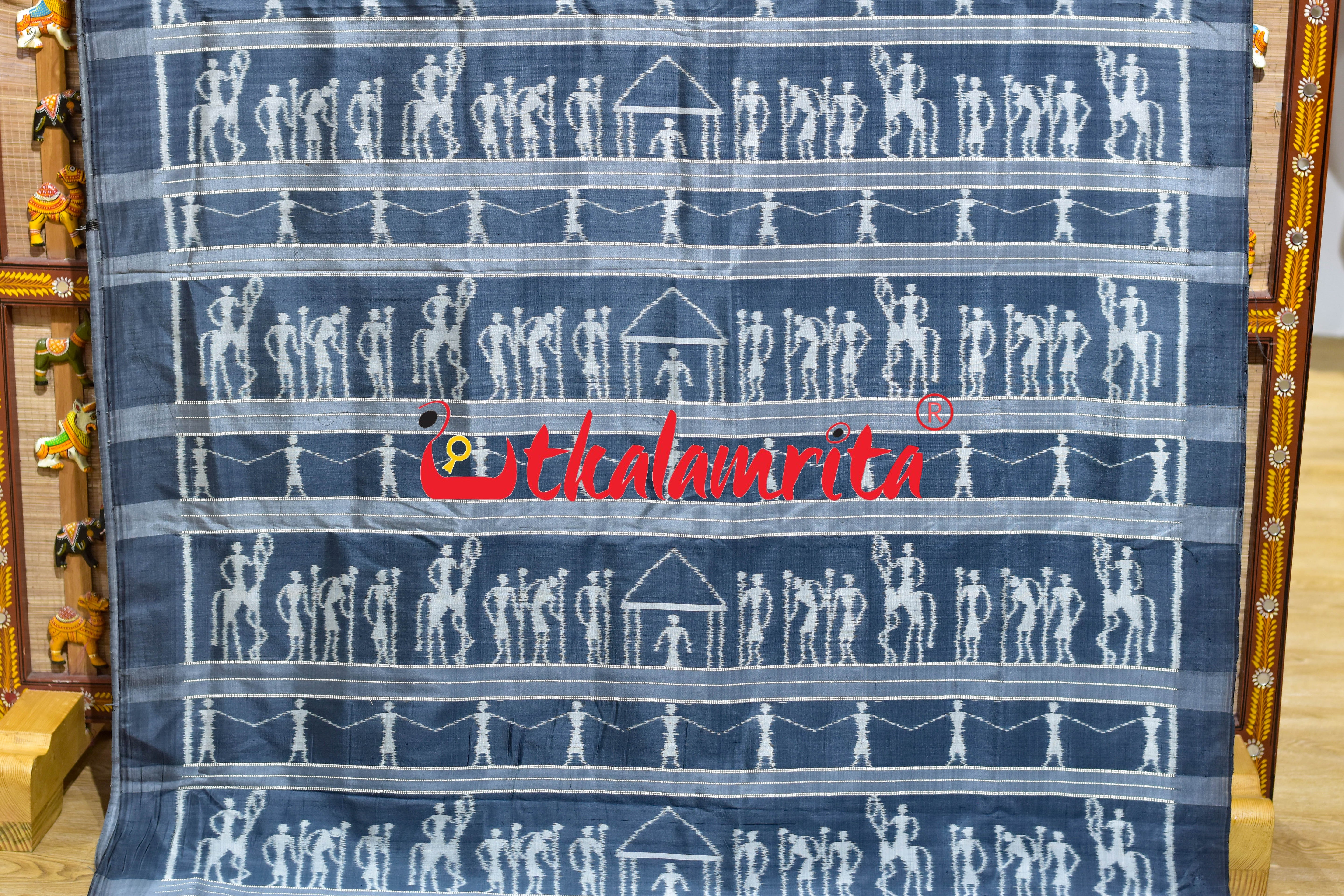 Chungudia Daali Coffee Grey Khandua Silk Saree