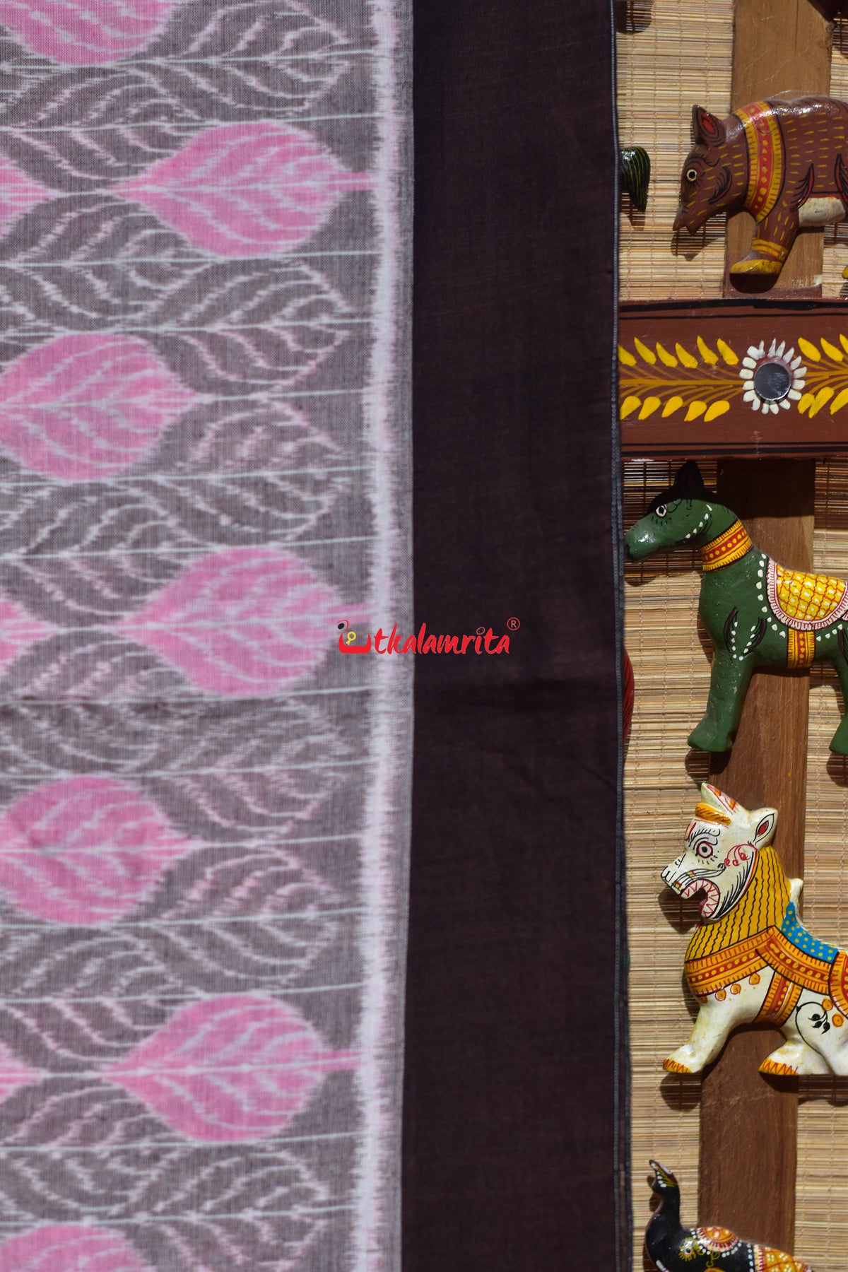 Leaf Pink Maniabandha Cotton Saree