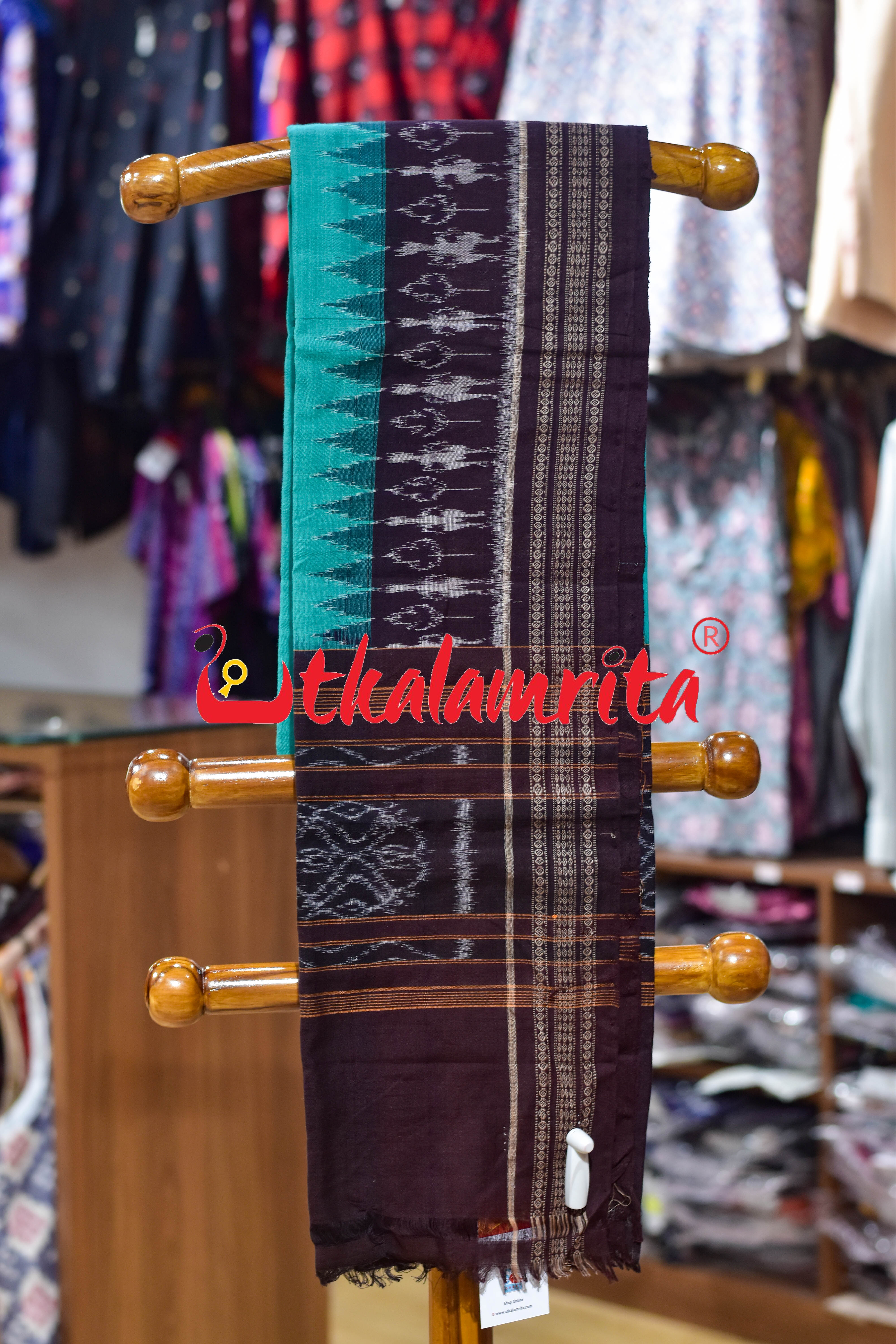 Tribal Border Sea Green Coffee (Dupatta)
