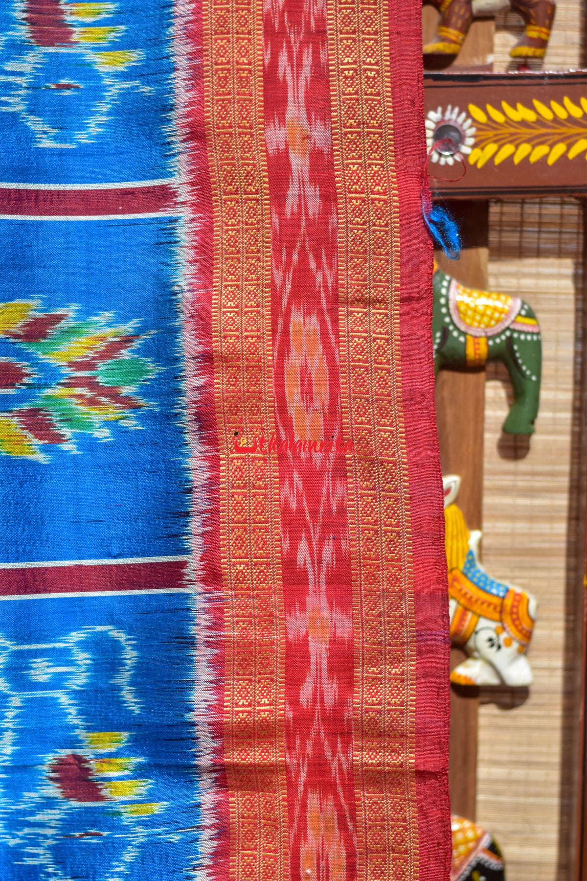 German Blue Nabakothi Khandua Silk Saree