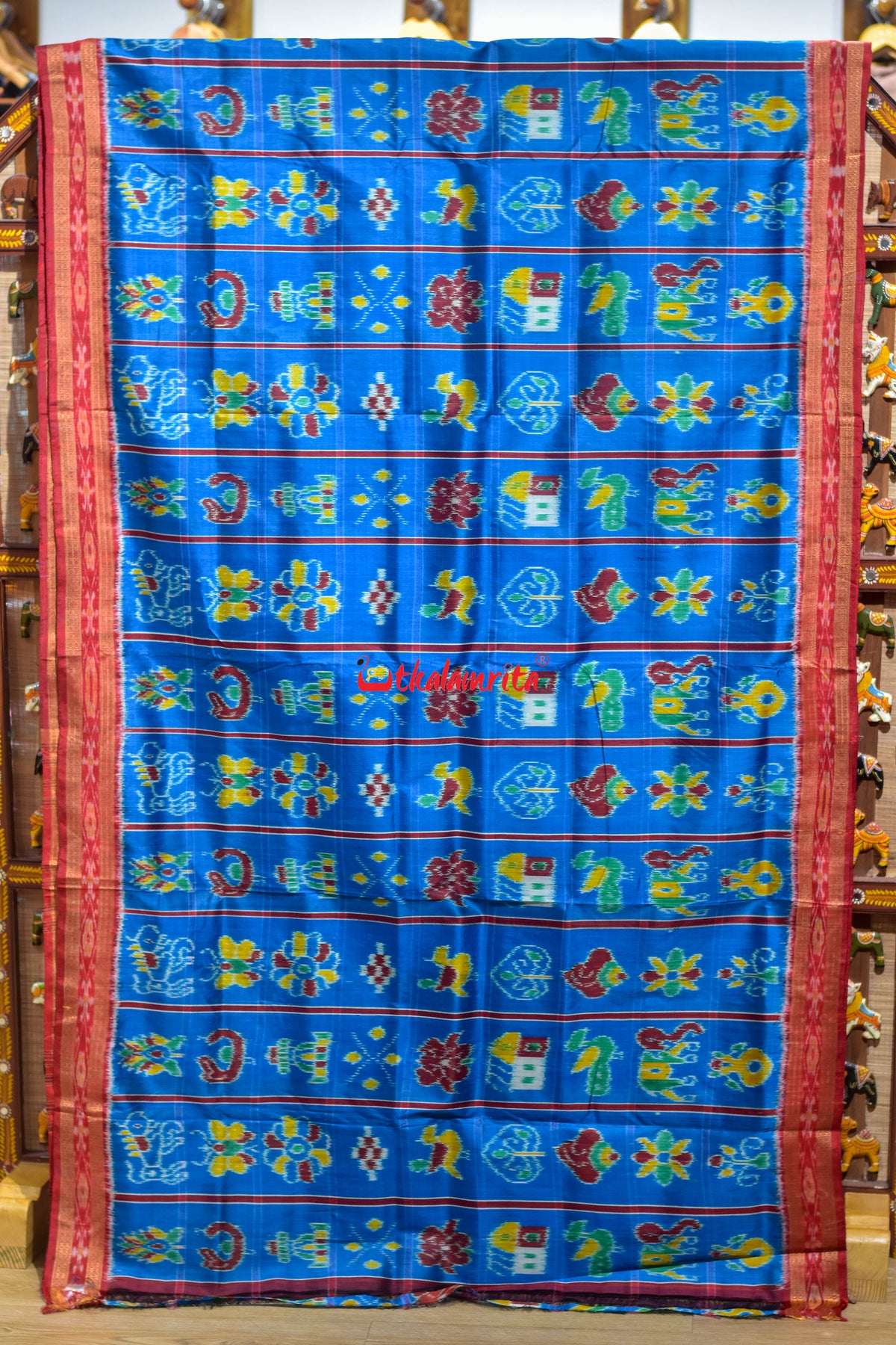 German Blue Nabakothi Khandua Silk Saree