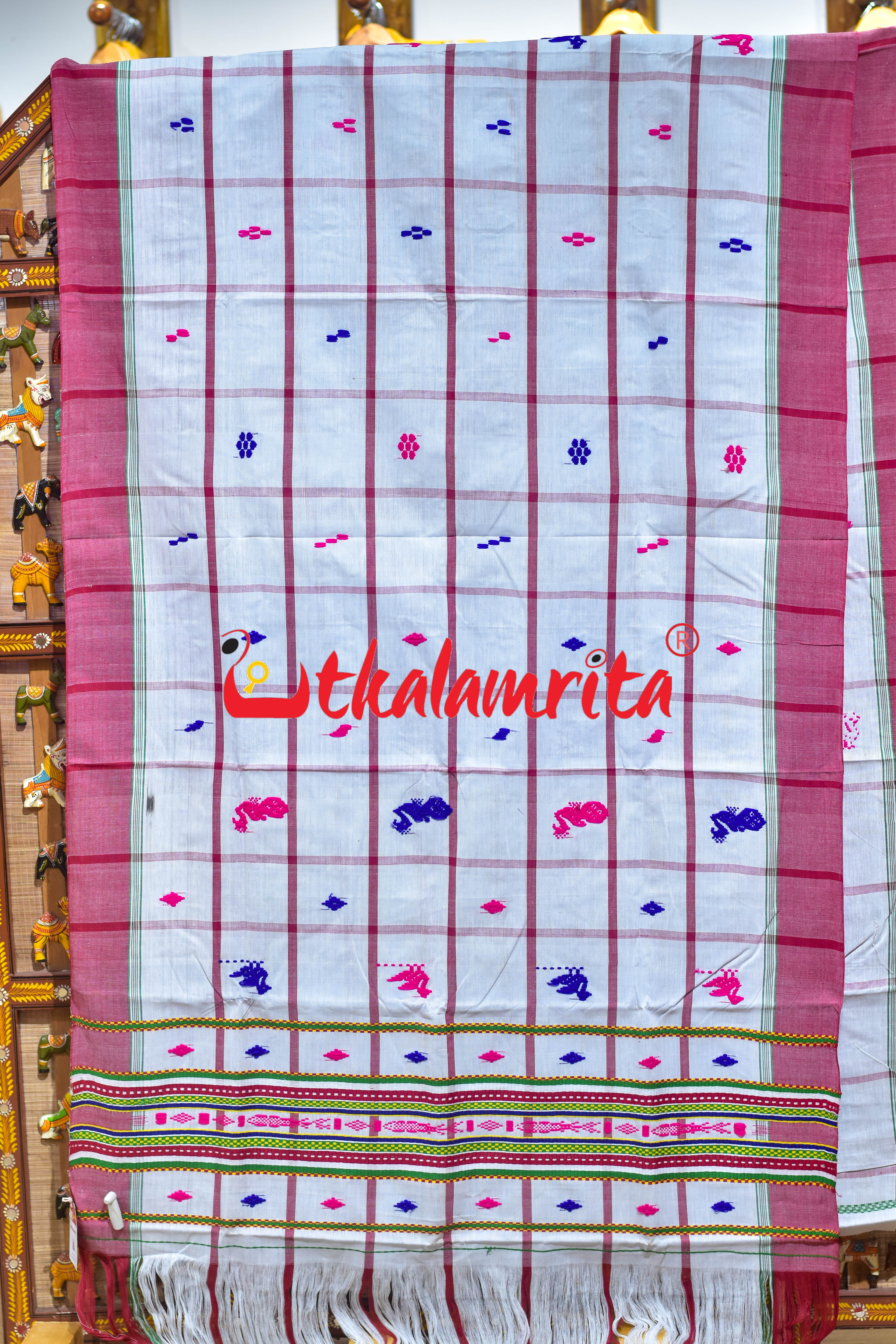 White Red Thin Stripes Santhal