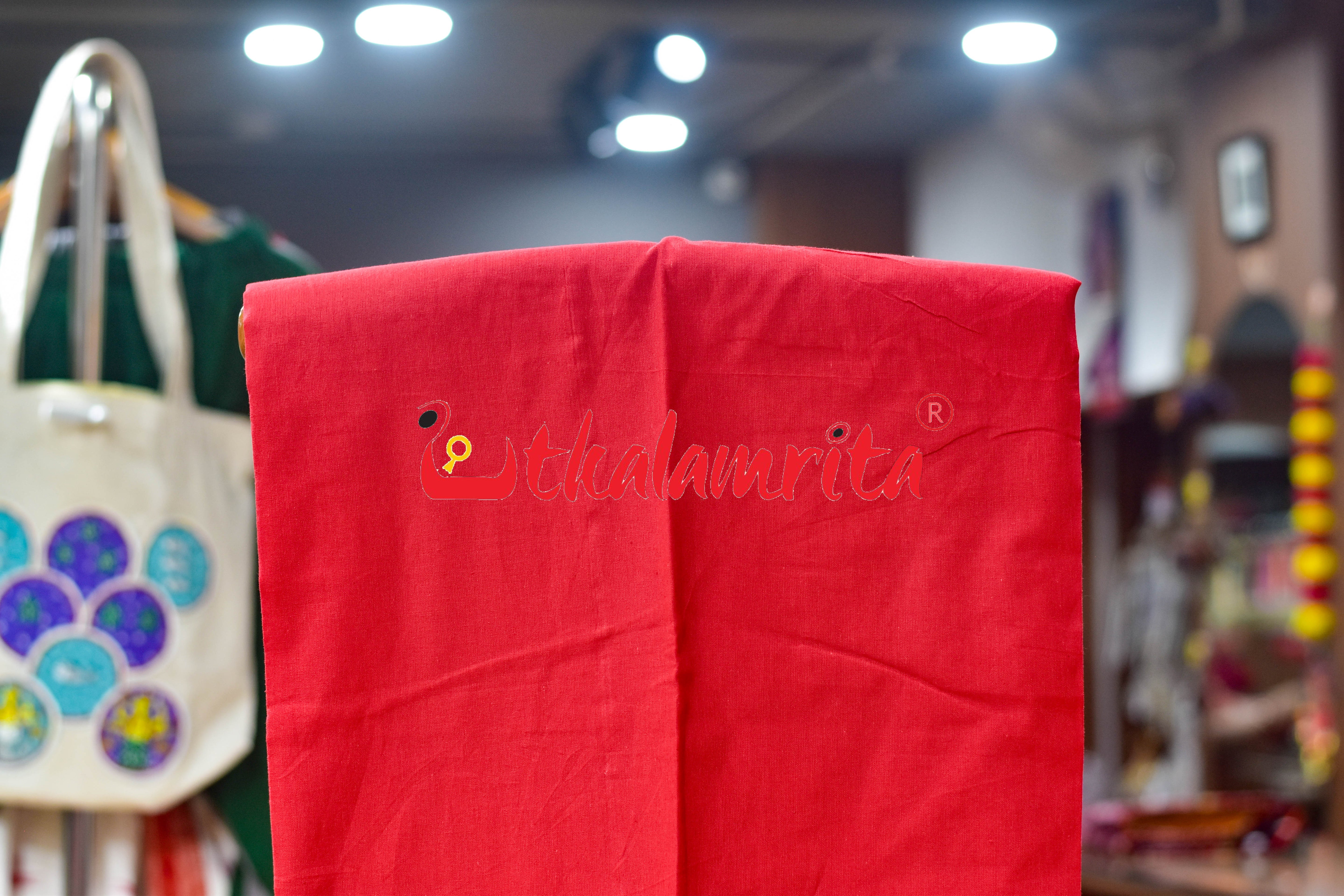 Black Red Damru Kothi Pasapali Cotton Dress Set