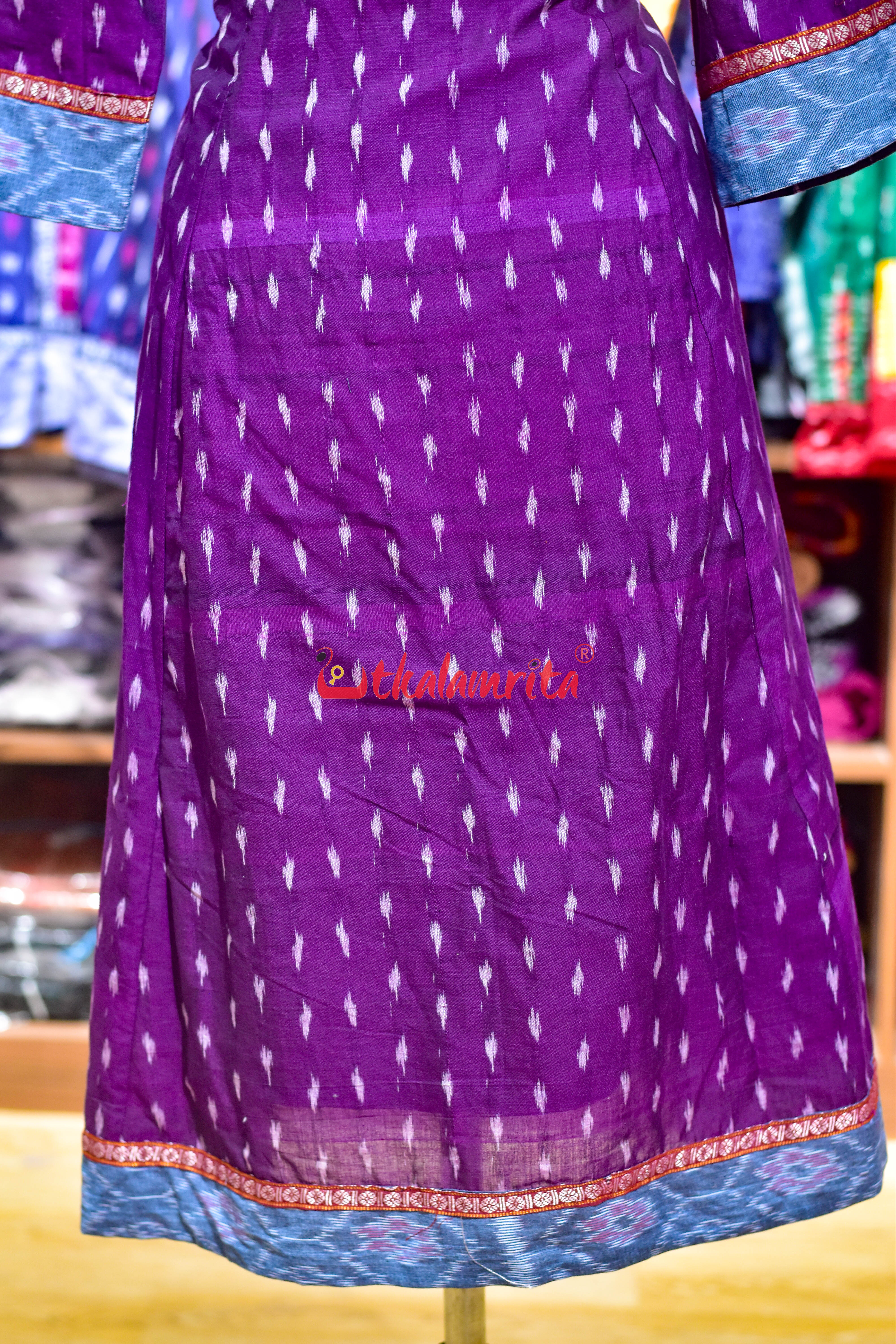 Purple White Dots with Nabakothi Design (Anarkali)