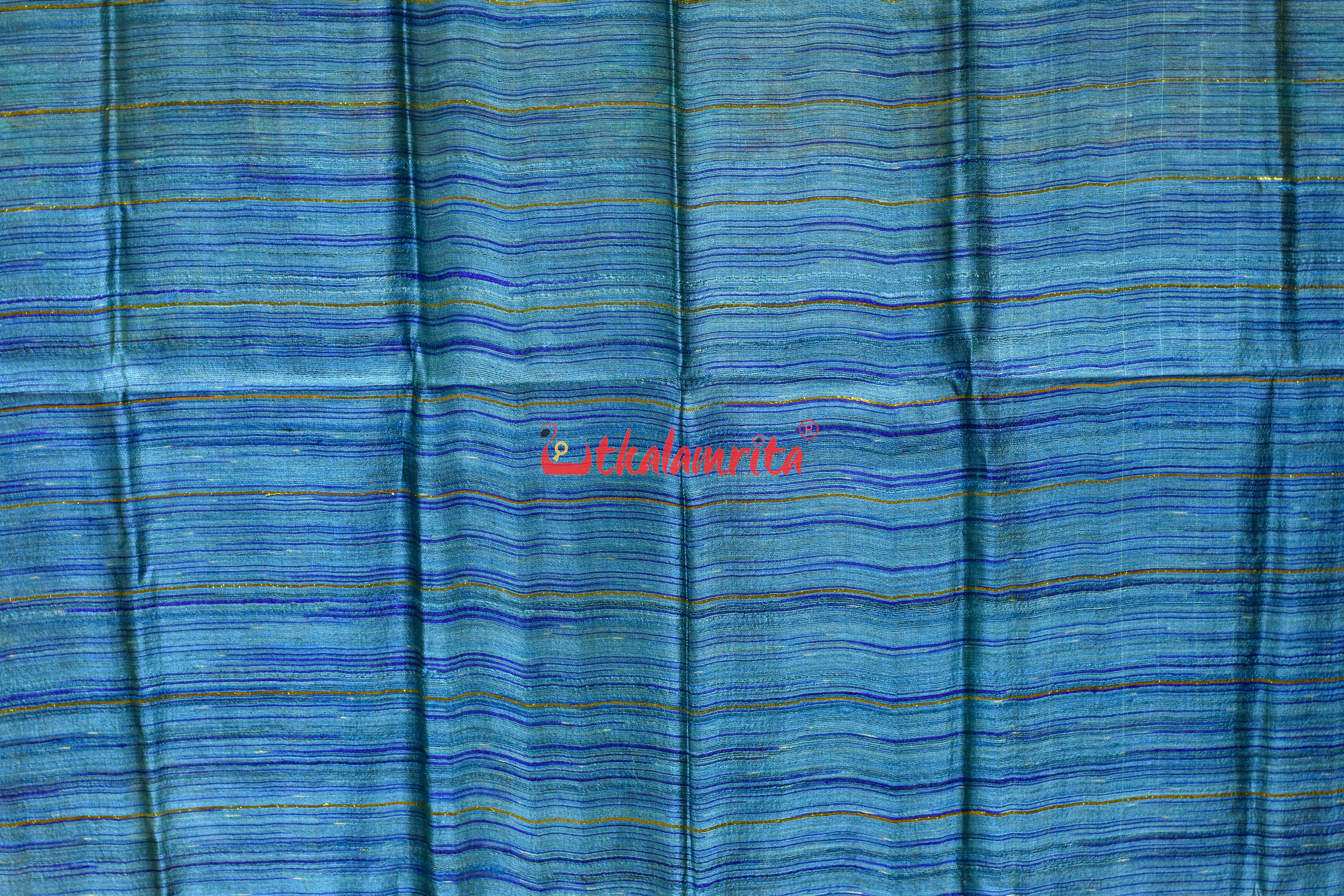 Body Bue with Pink Border Fine Tussar (Dupatta)