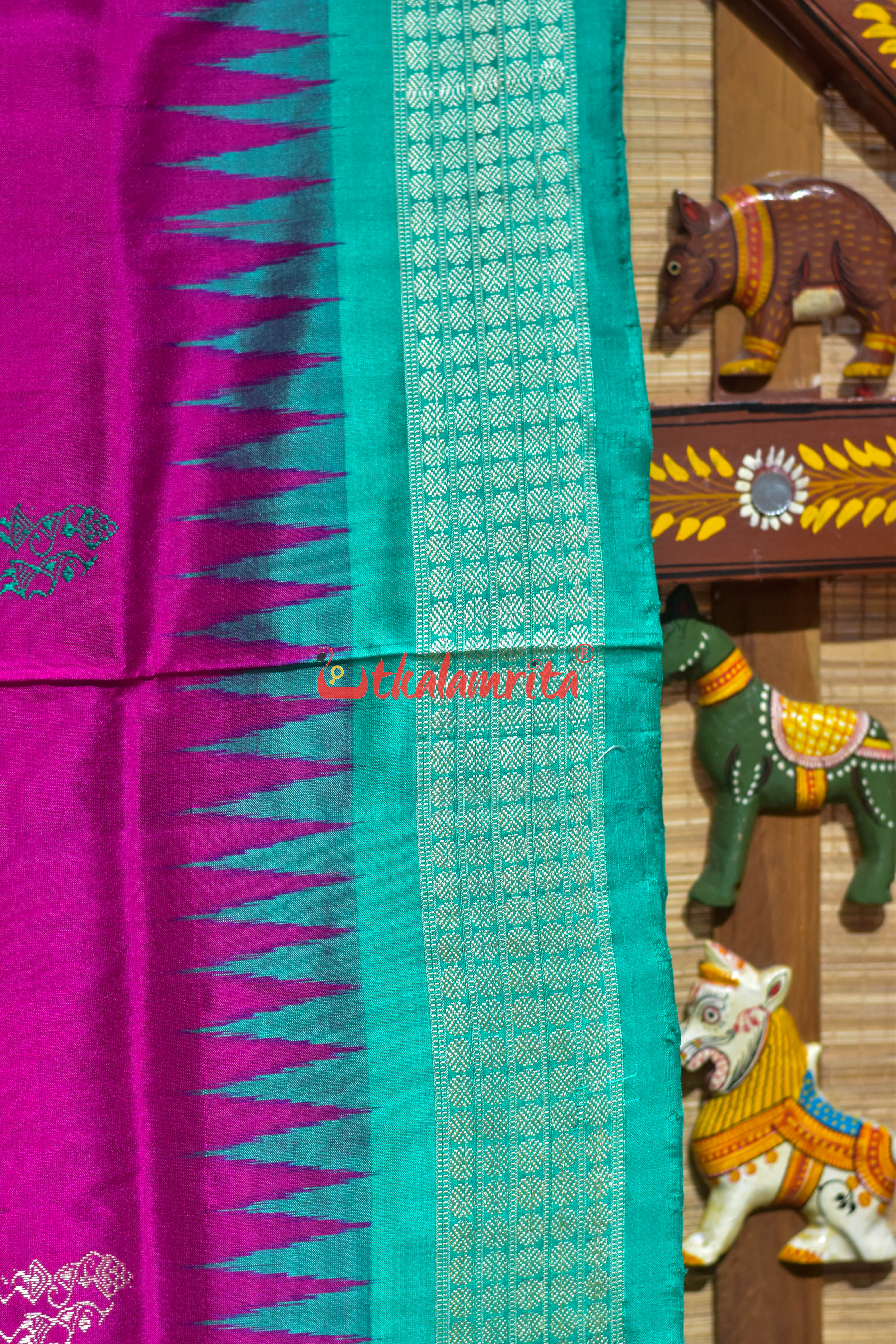 Body Tribals Magenta Bomkai Silk Saree