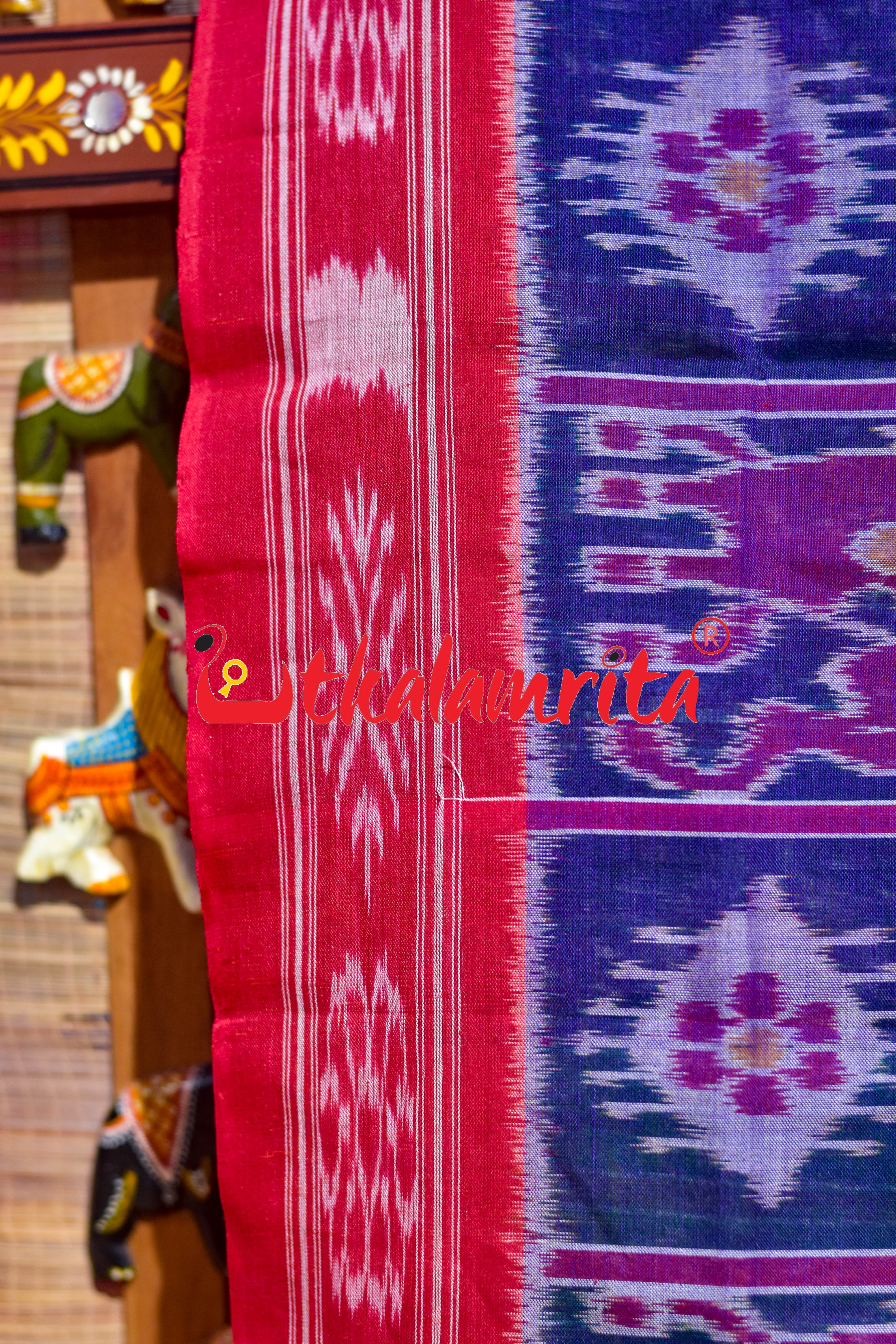 Teal Blue Nabakothi Cotton Saree