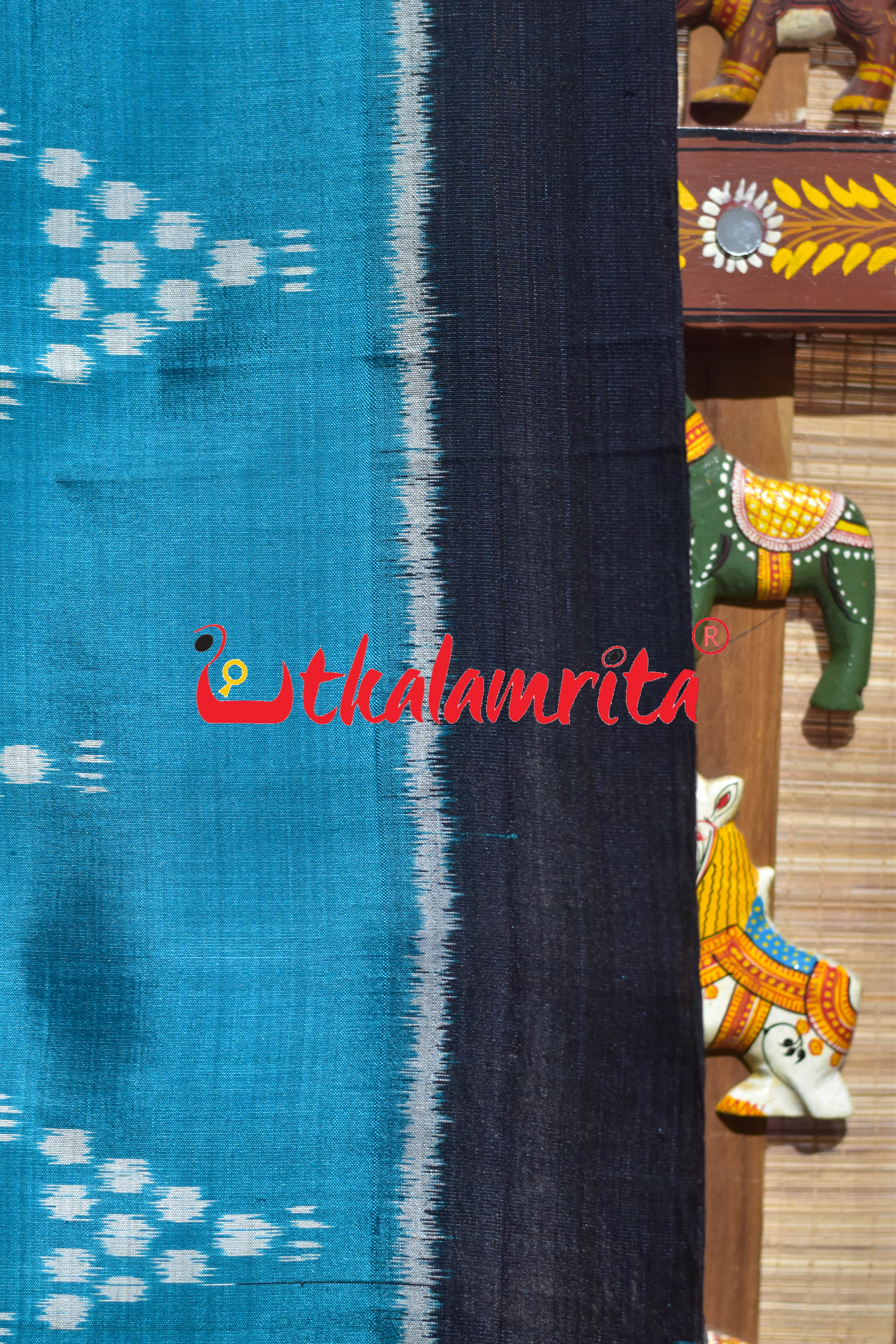 Aqua Blue Chitta Khandua Silk Saree