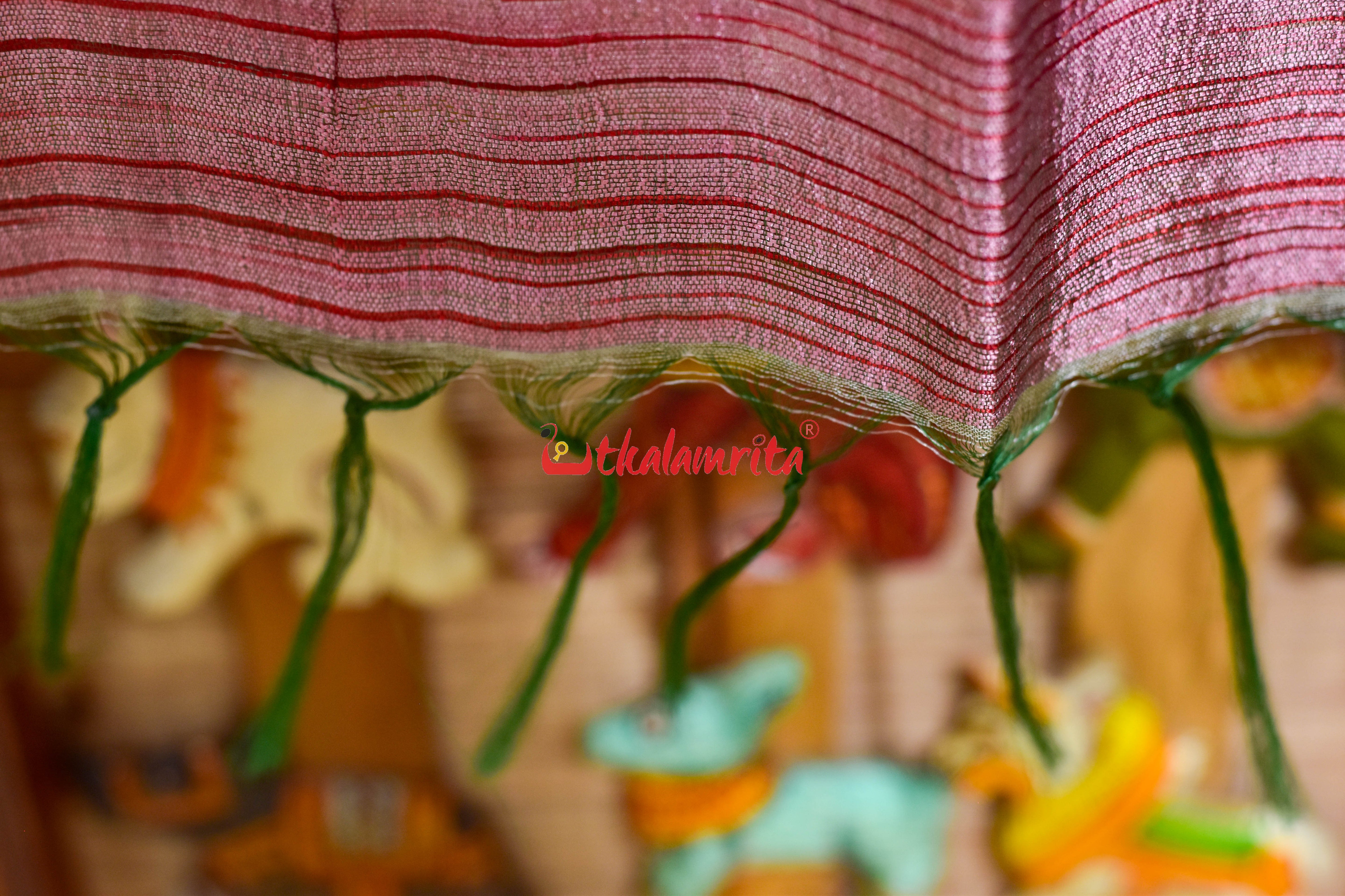 Body Bue with Pink Border Fine Tussar (Dupatta)
