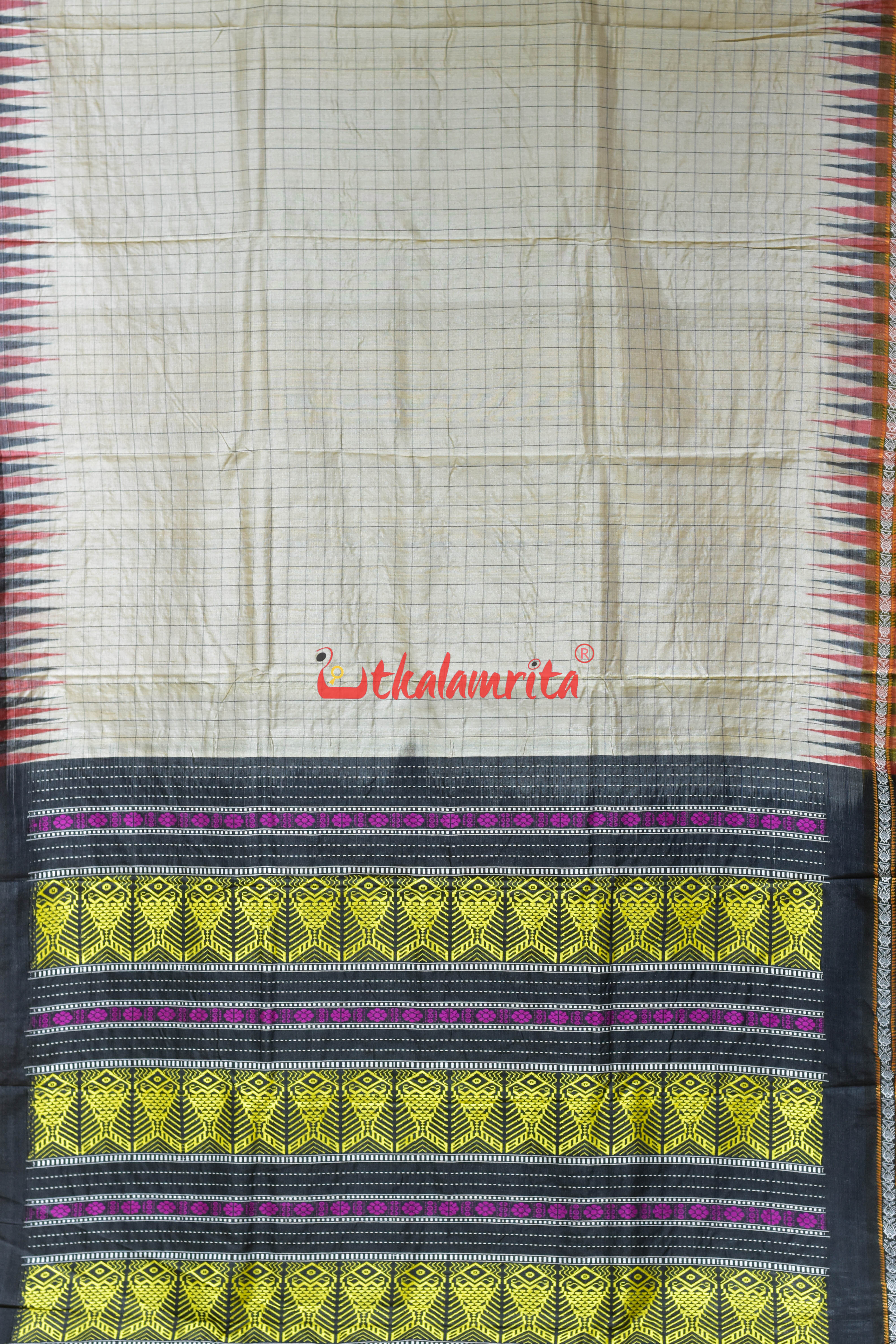 Natural Body Checks Ganga Jamuna Yellow Fish Tussar Saree