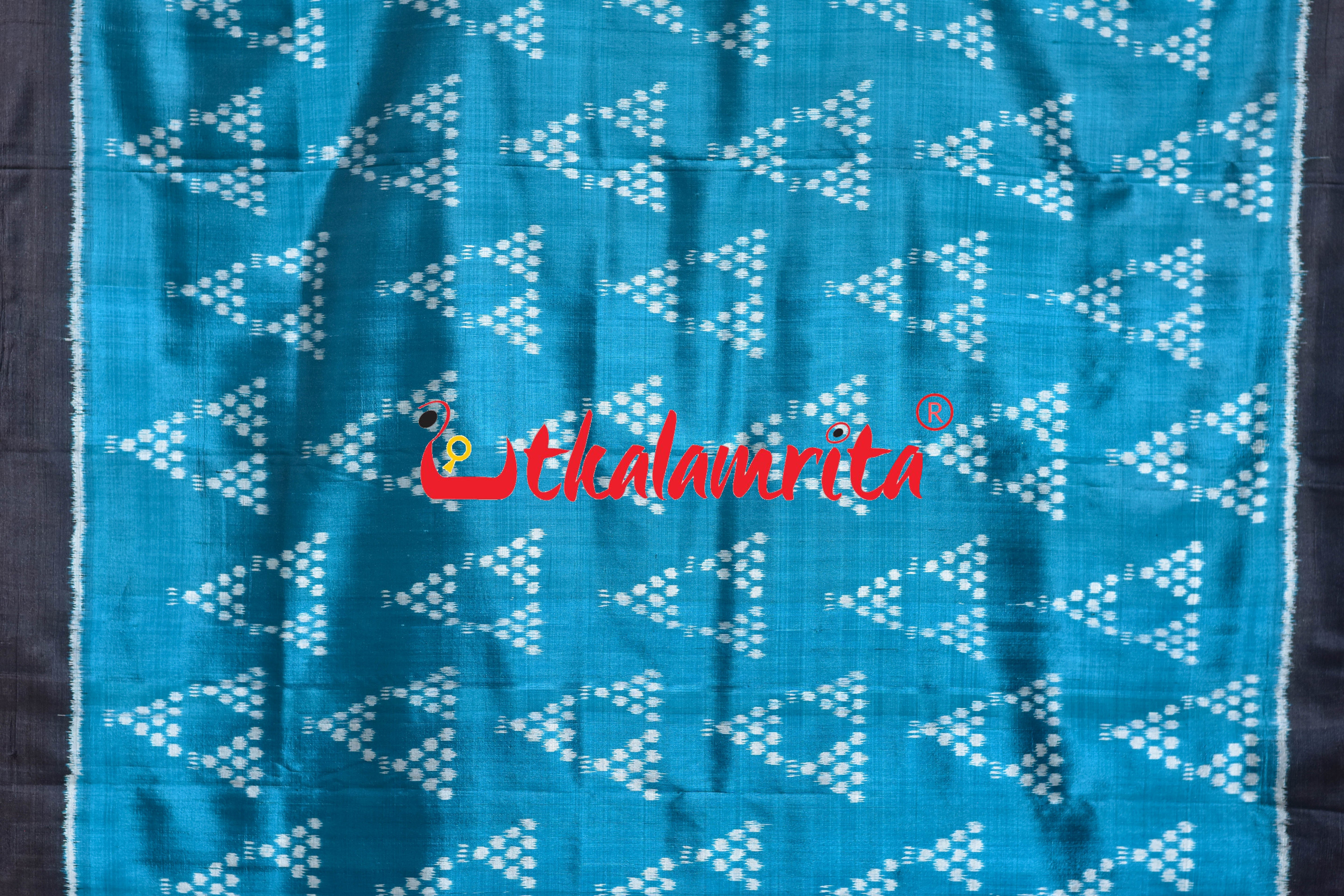 Aqua Blue Chitta Khandua Silk Saree