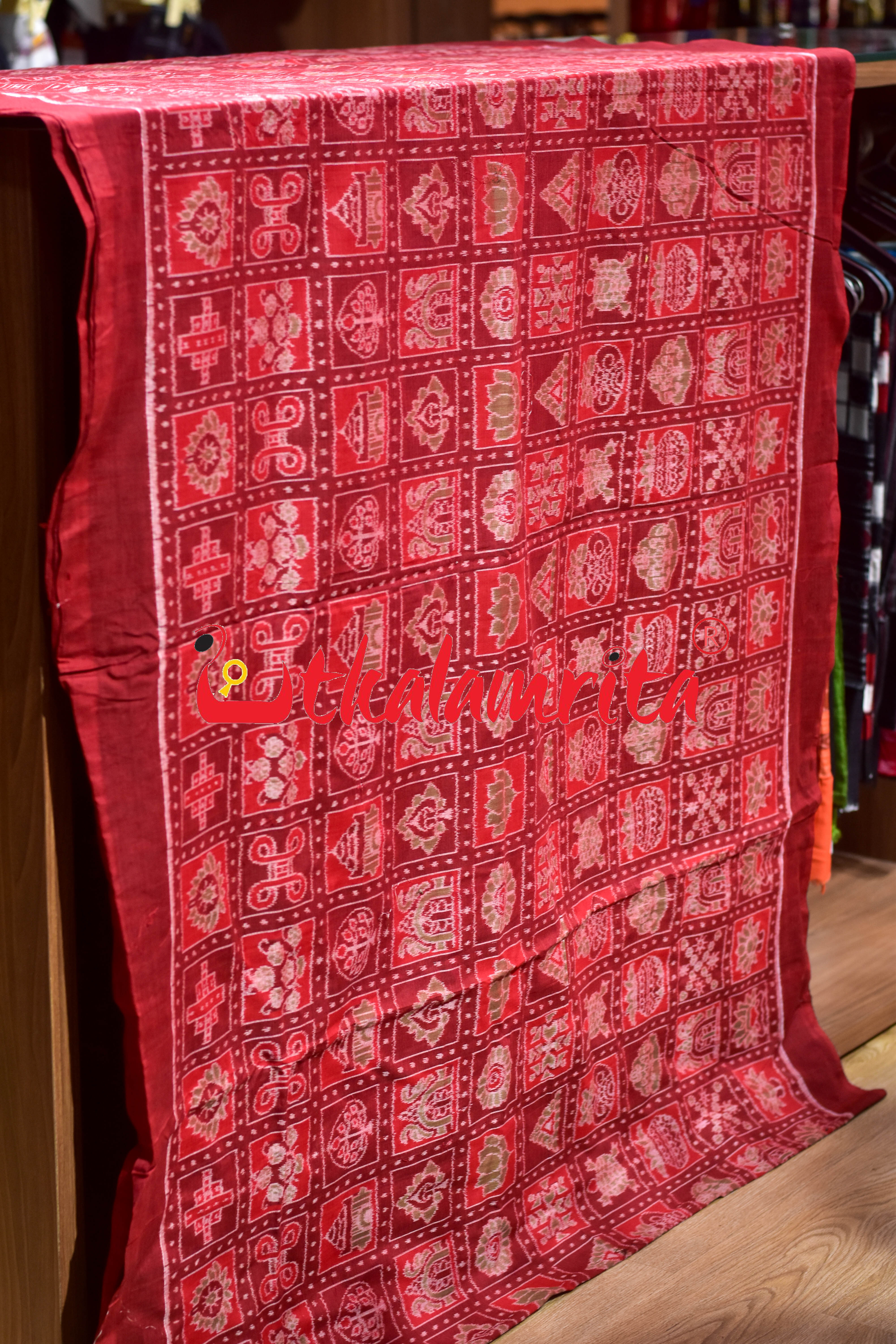 Dasakothi Maroon Red Sambalpuri Cotton (Fabric)