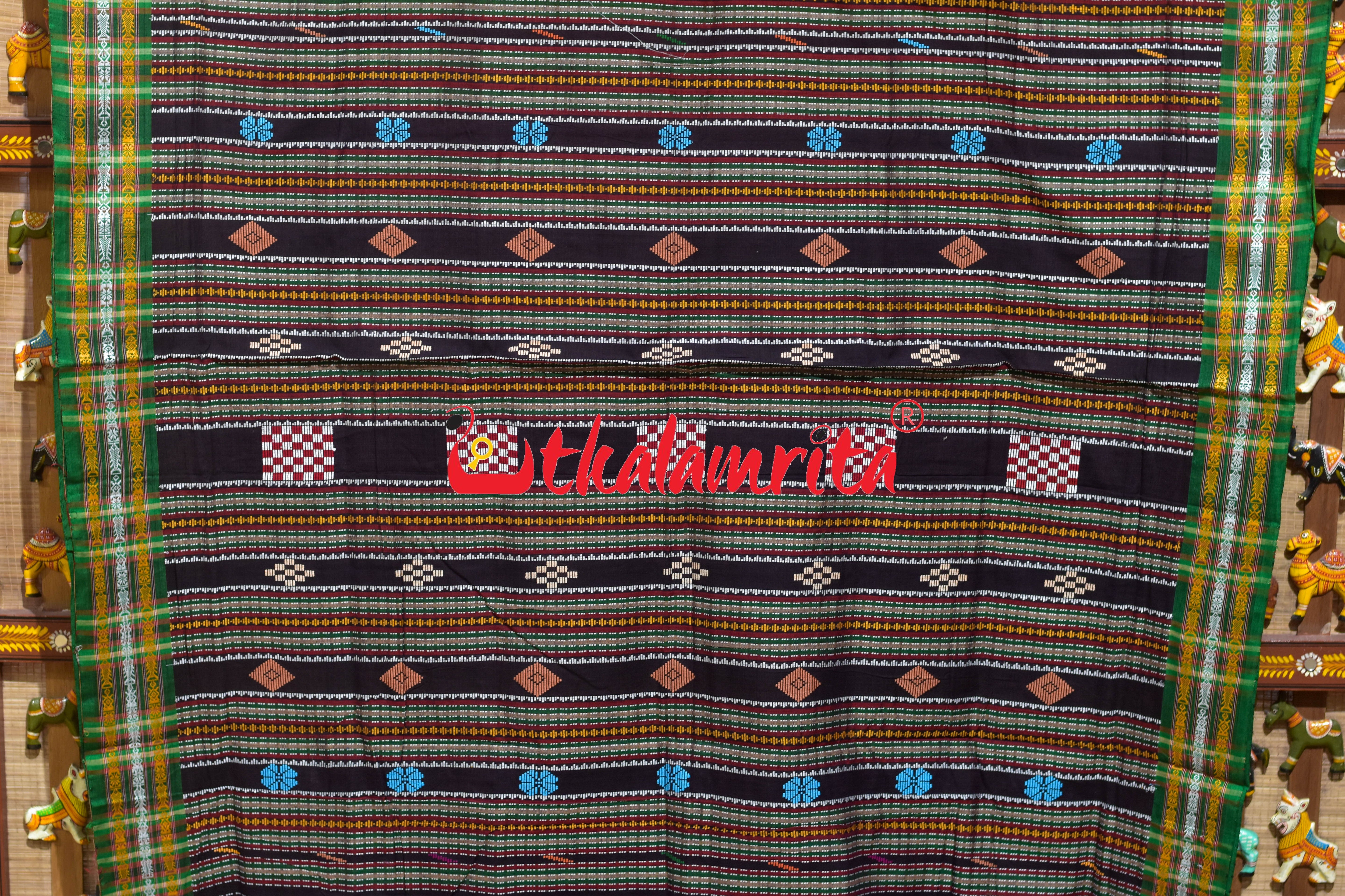 Rust Buta Phula Anchal Dhalapathar Cotton Saree