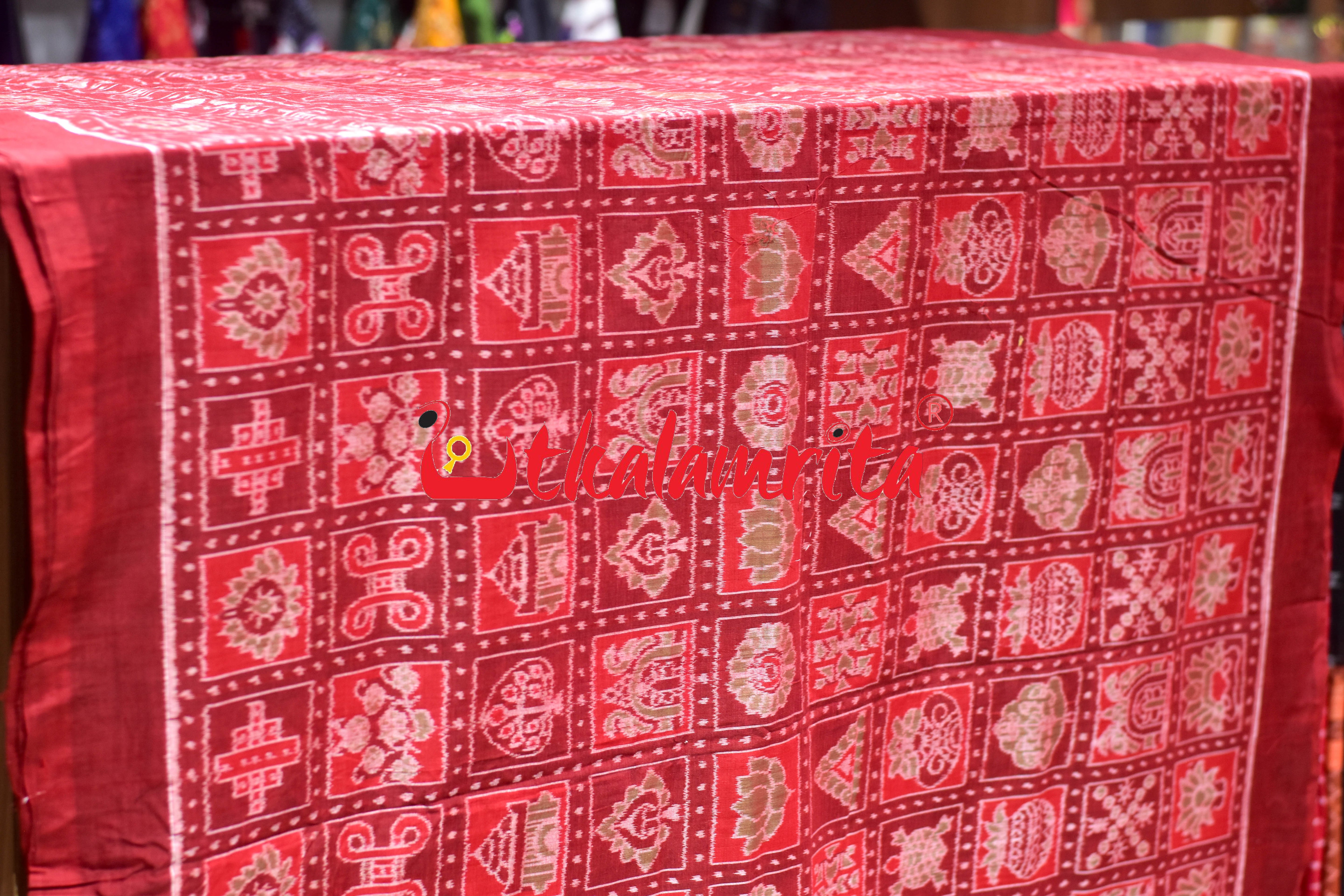 Dasakothi Maroon Red Sambalpuri Cotton (Fabric)