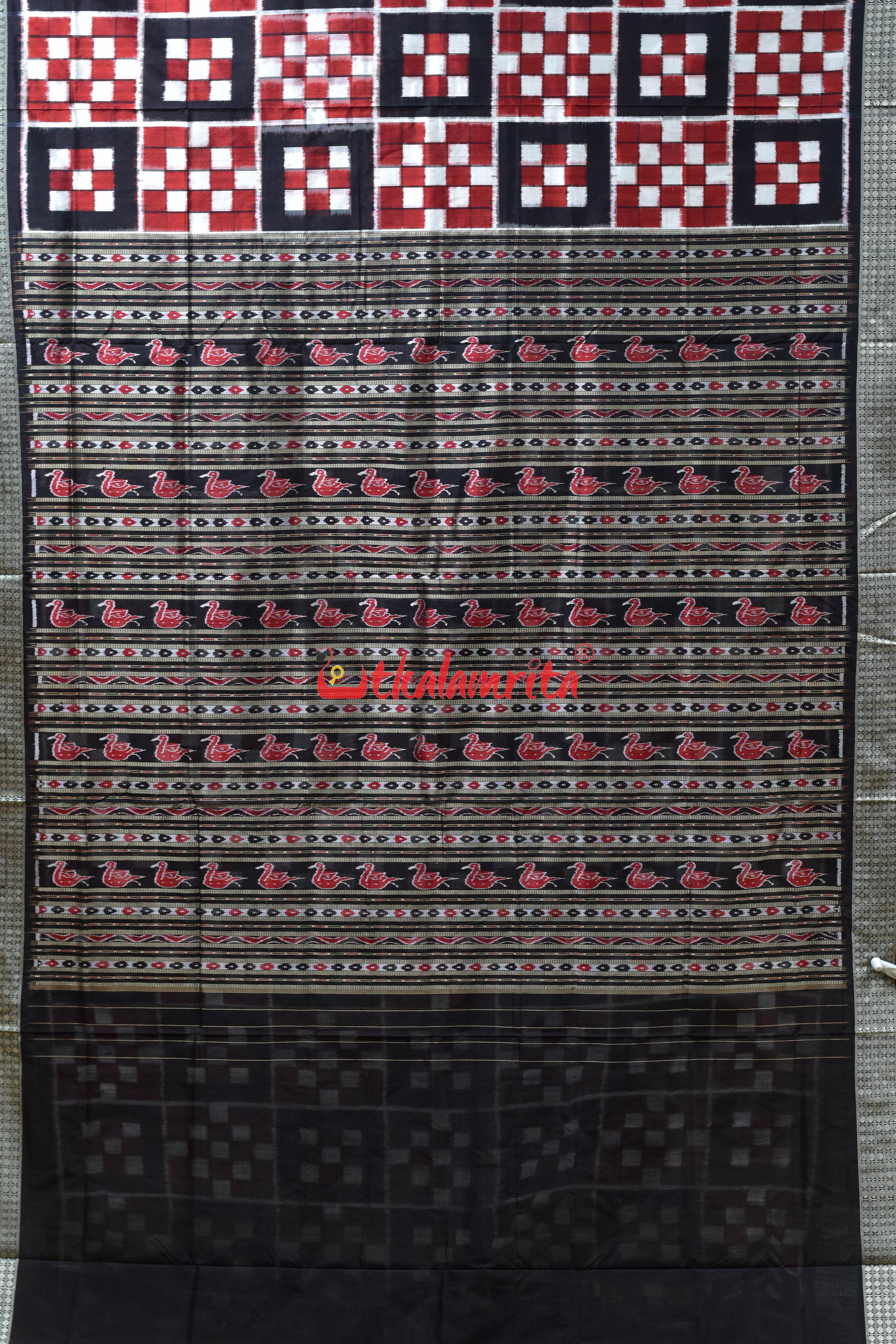 Red Black 7 Kuthi Body Pasapali Silk Saree