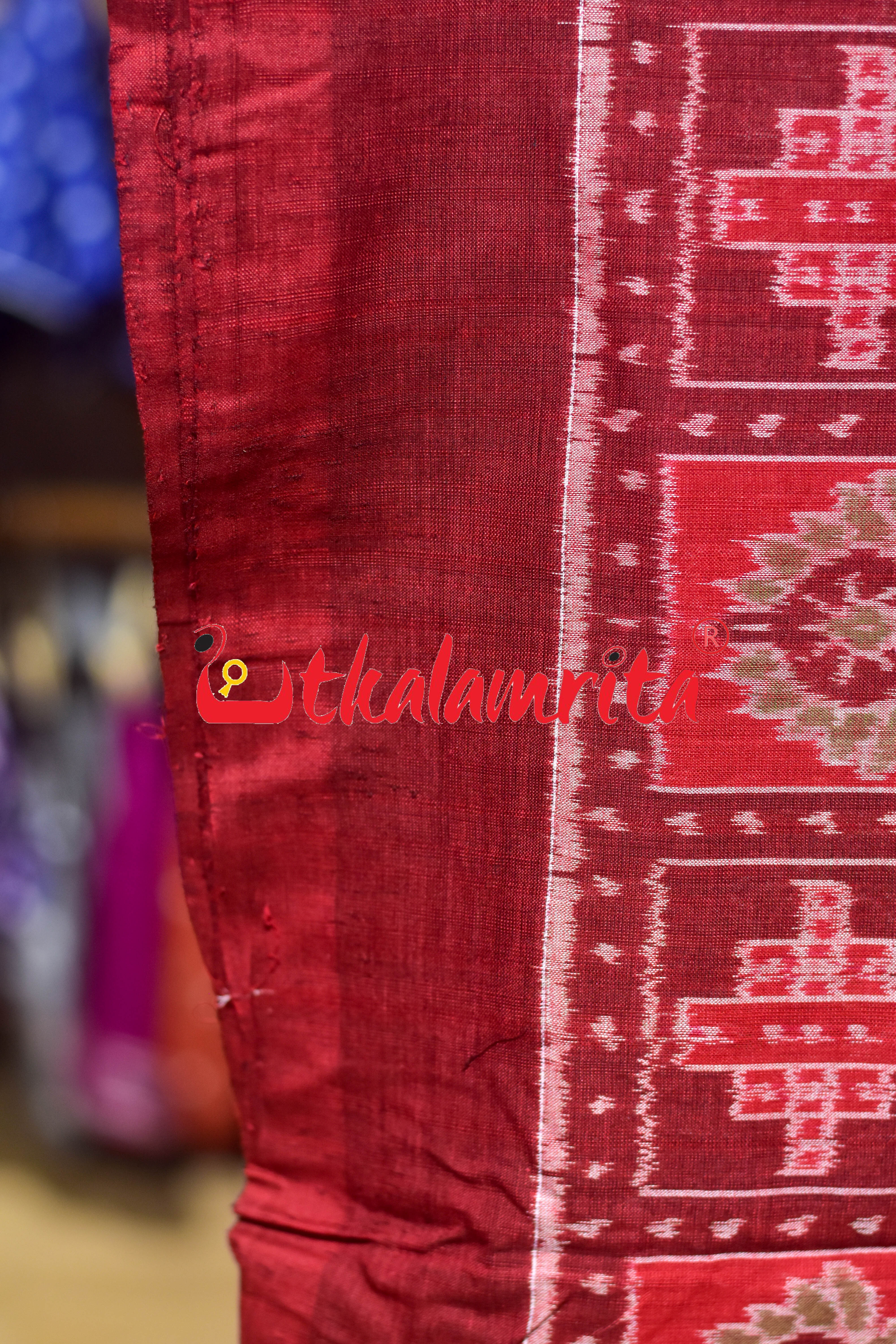 Dasakothi Maroon Red Sambalpuri Cotton (Fabric)