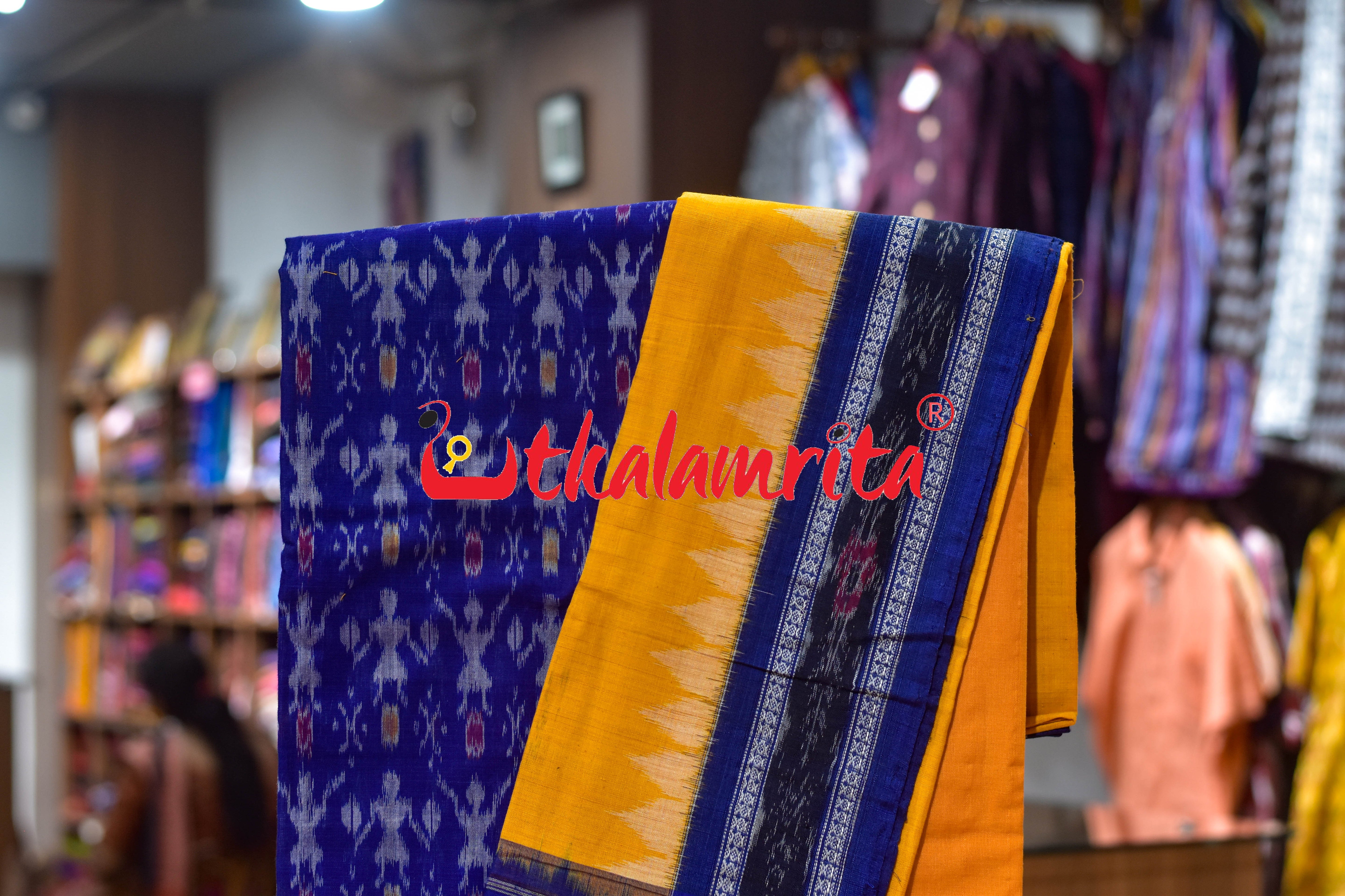 Blue Yellow Jodi Tribals Cotton Dress Set