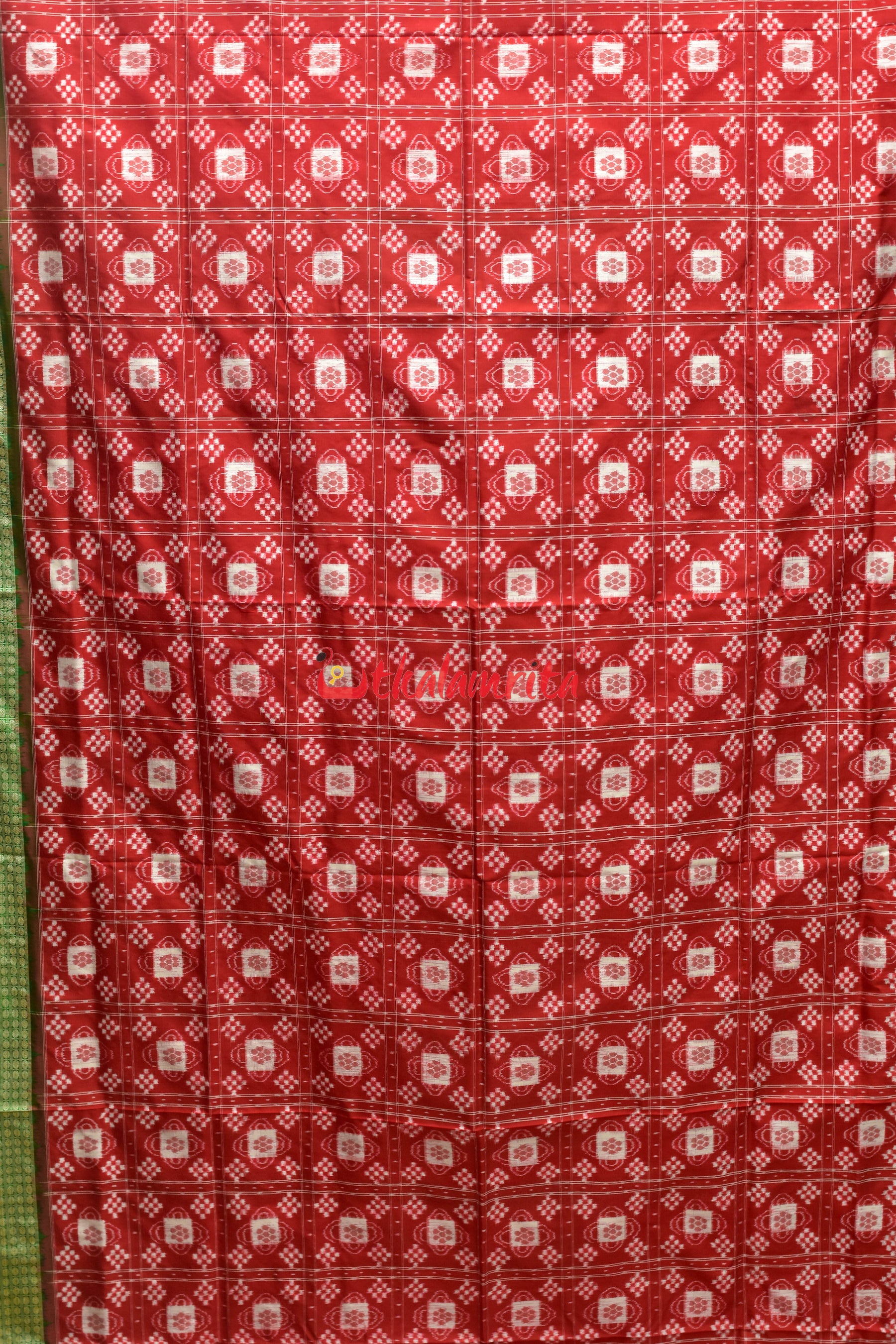 Red Green Pasapali Sambalpuri Silk Saree