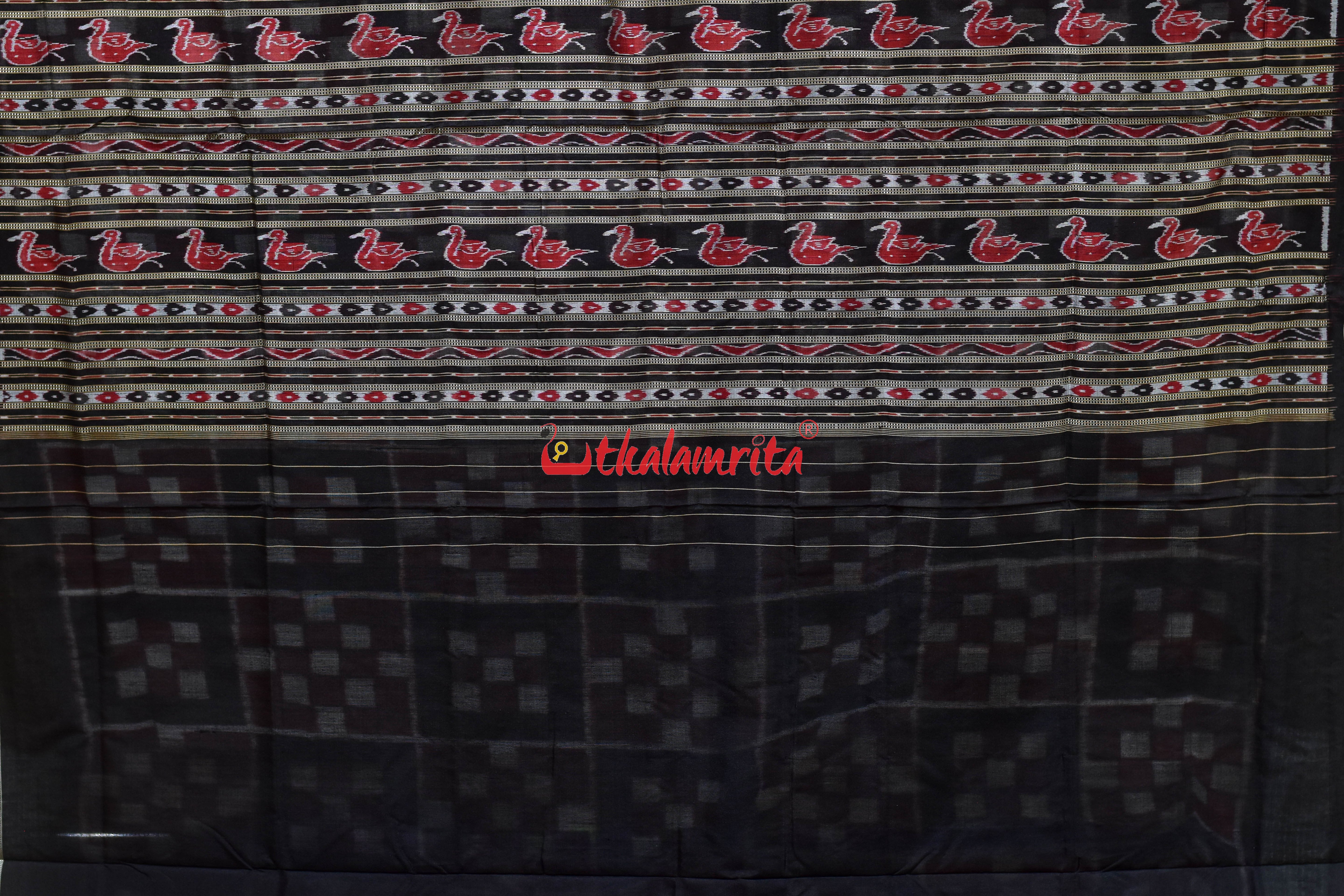 Red Black 7 Kuthi Body Pasapali Silk Saree