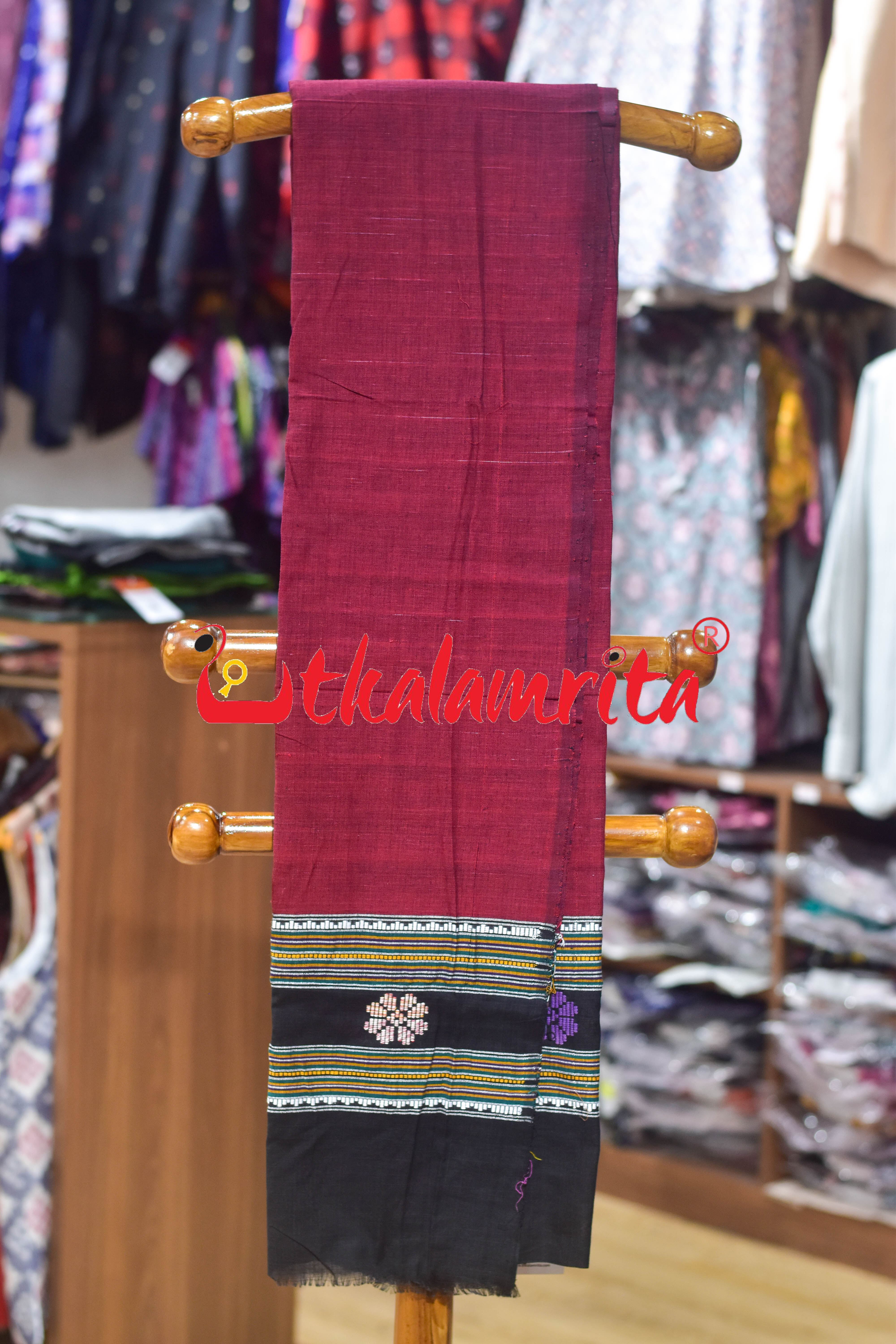 Maroon Dhalapathar Cotton (Dupatta)