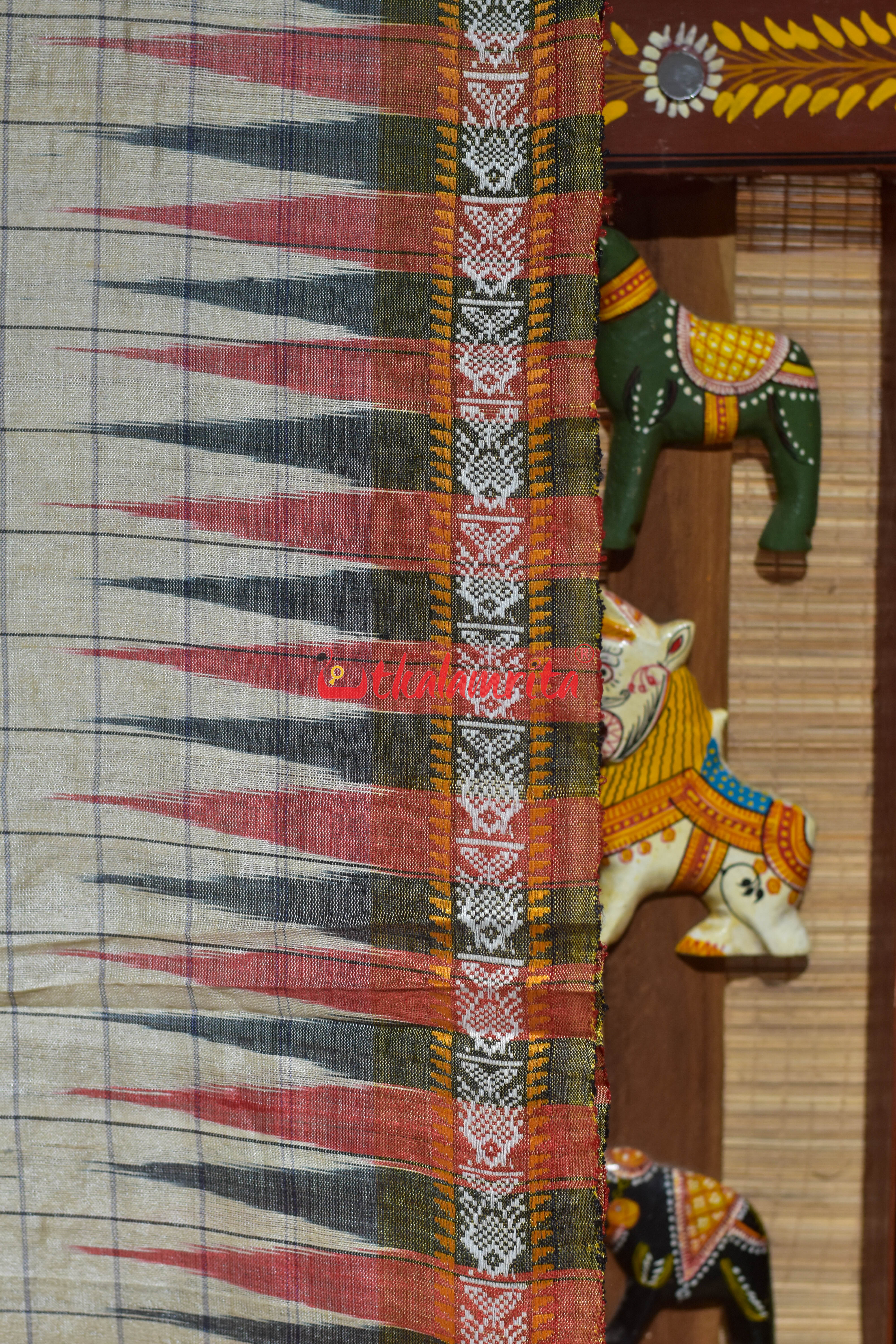 Natural Body Checks Ganga Jamuna Yellow Fish Tussar Saree