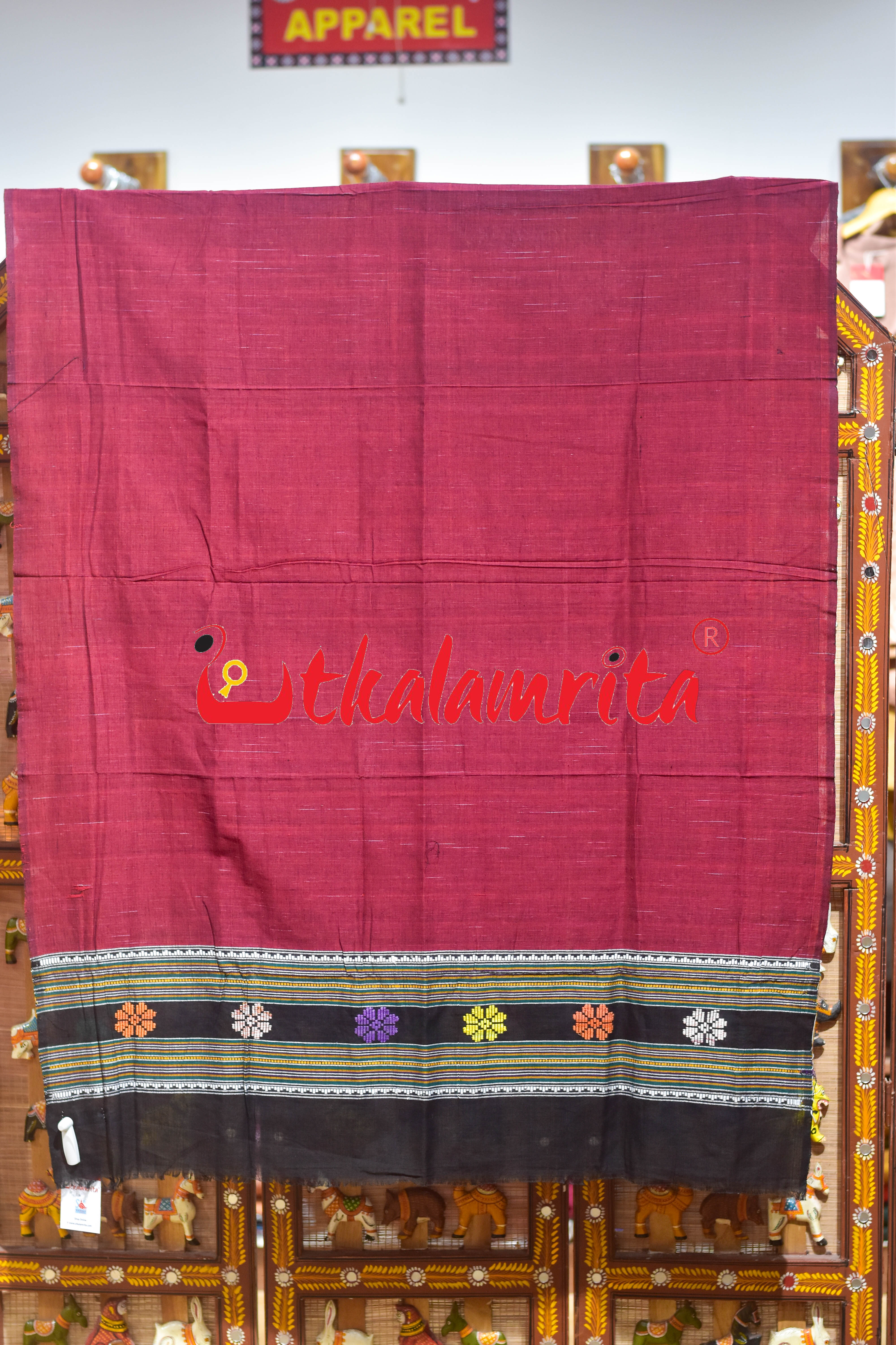 Maroon Dhalapathar Cotton (Dupatta)