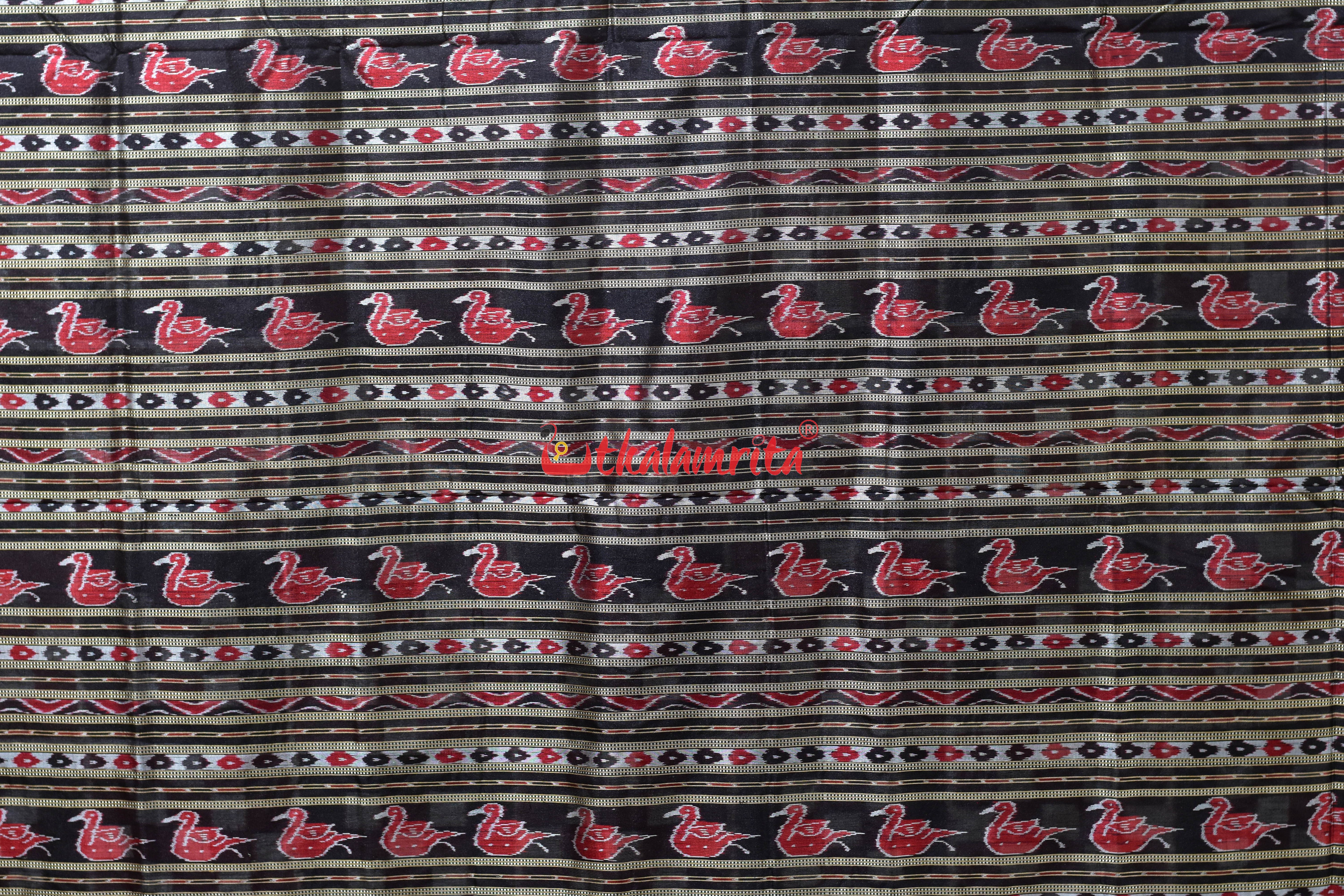 Red Black 7 Kuthi Body Pasapali Silk Saree