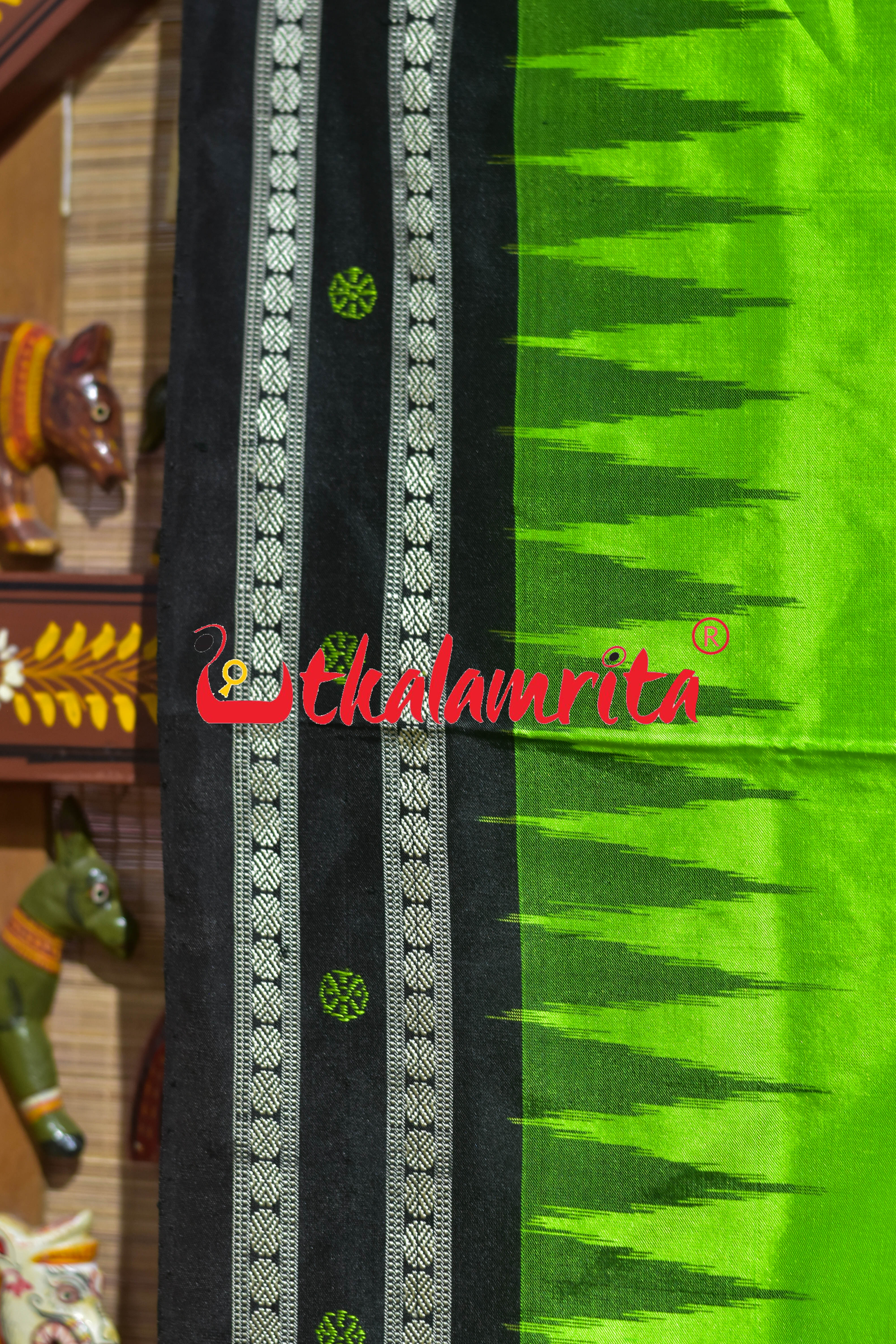Green Black Nandighosha Bomkai Silk Saree
