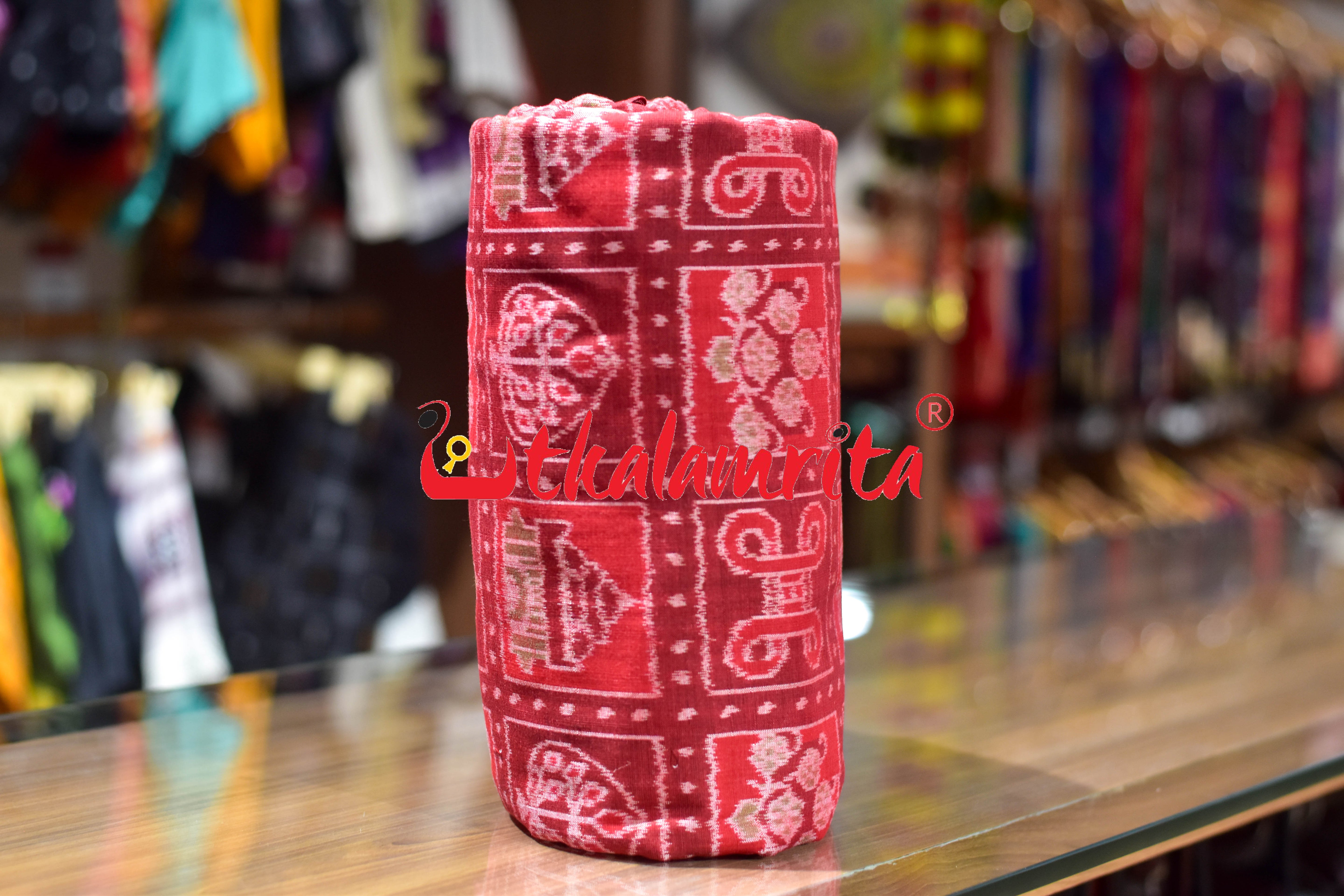 Dasakothi Maroon Red Sambalpuri Cotton (Fabric)