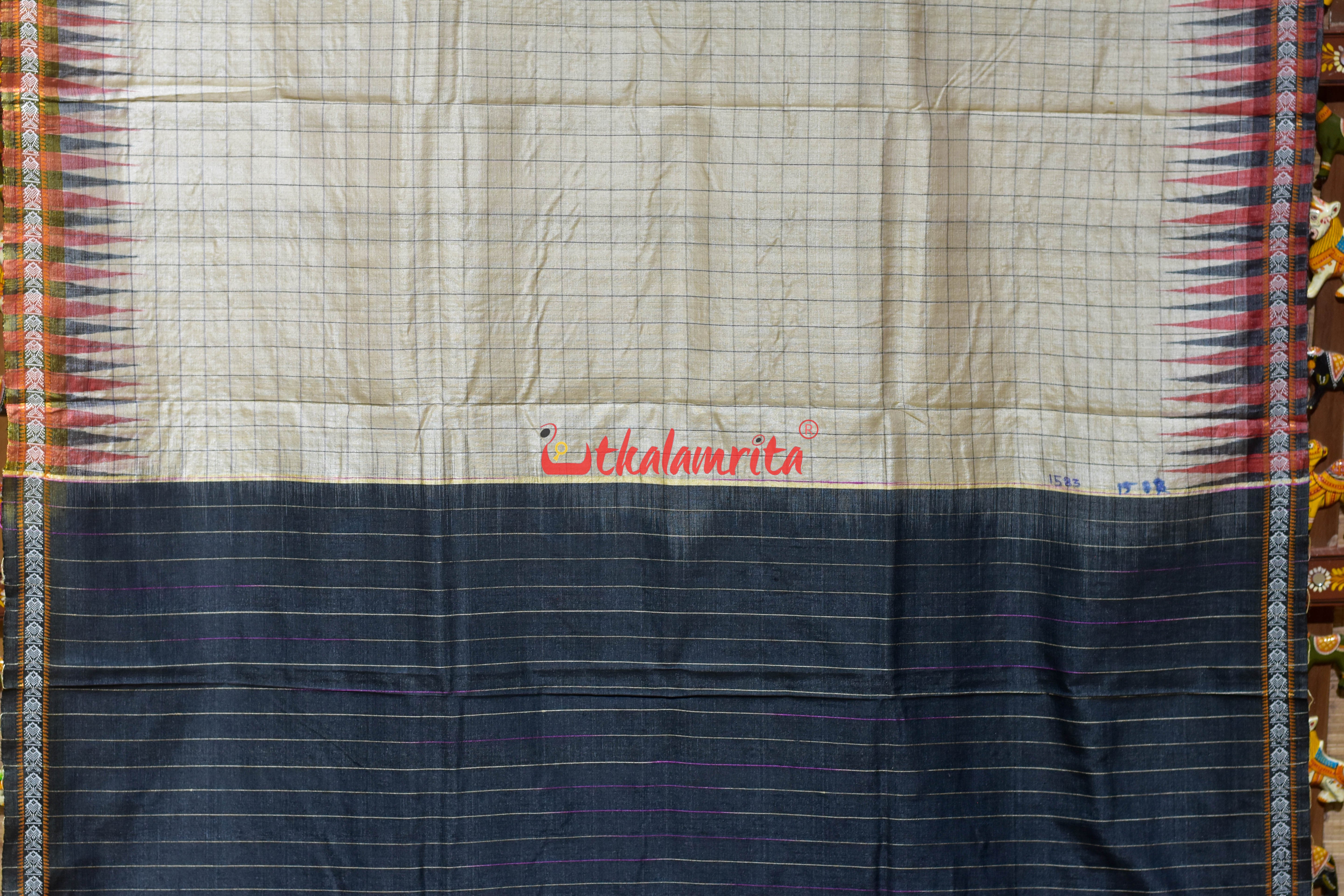 Natural Body Checks Ganga Jamuna Yellow Fish Tussar Saree