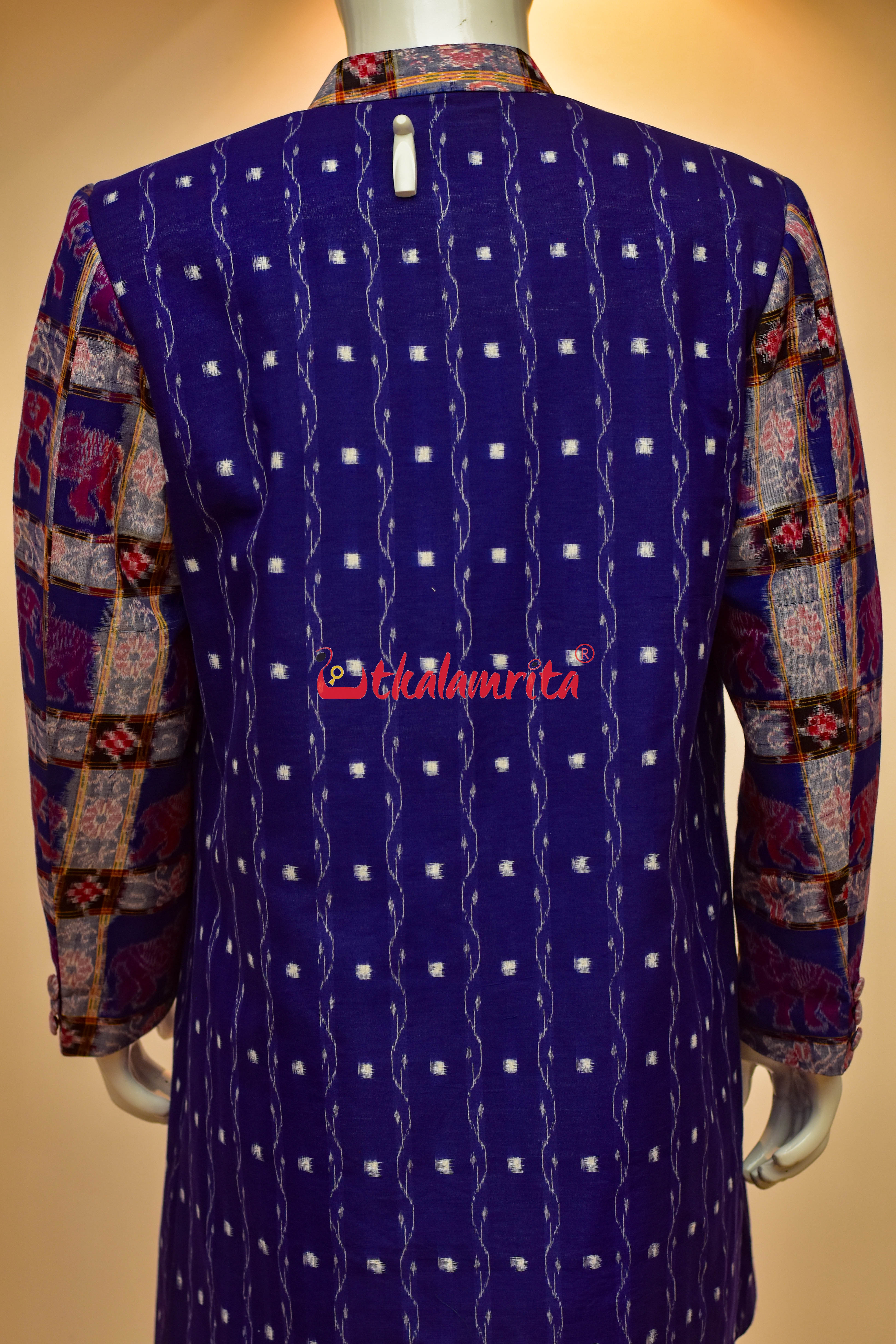 Blue Lahari Tipa with Elephants Design (Men's Sherwani)