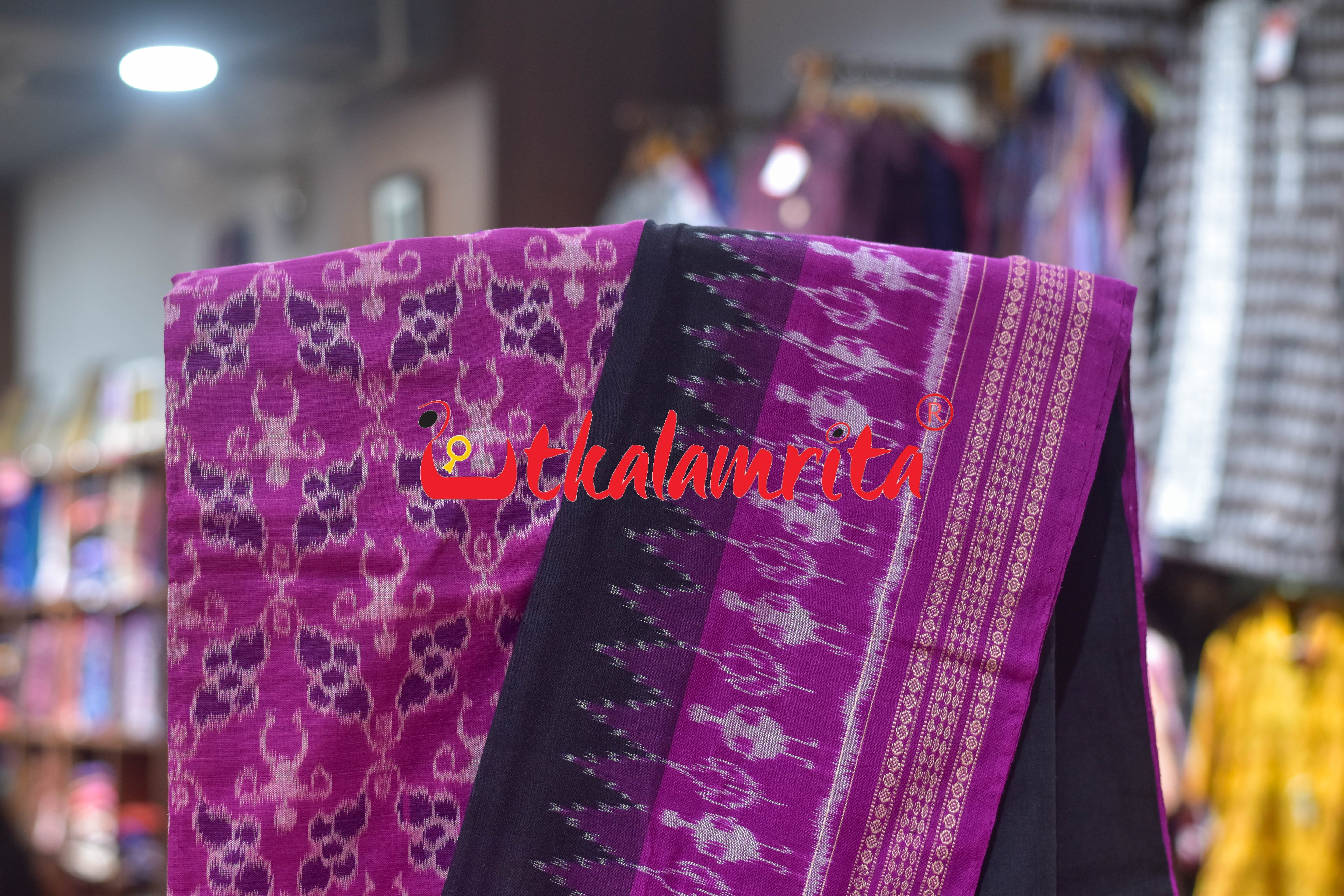 Purple Black Cut Tribals Sambalpuri Cotton Dress Set