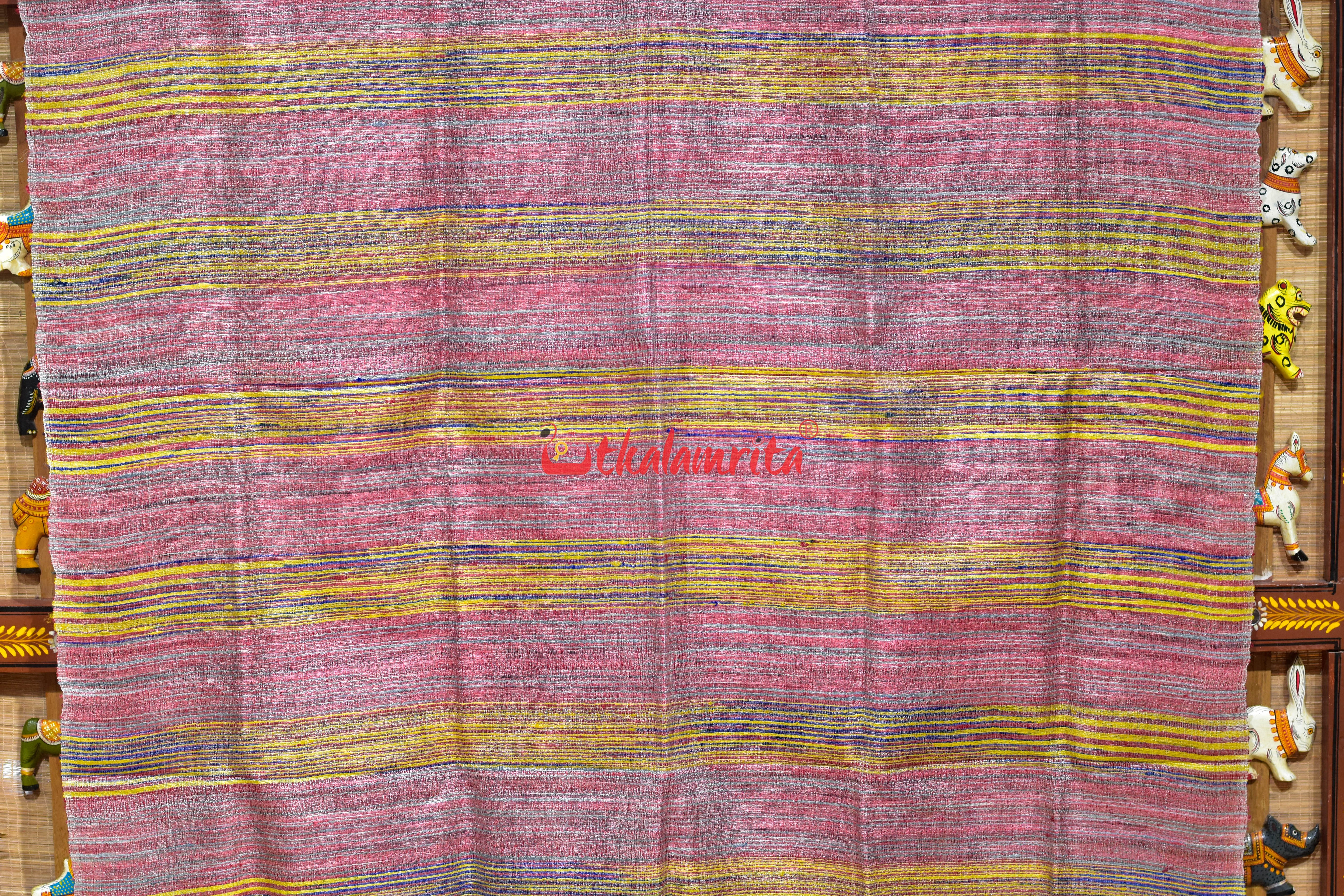 Pink Yellow Gicha Tussar Silk (Dupatta)