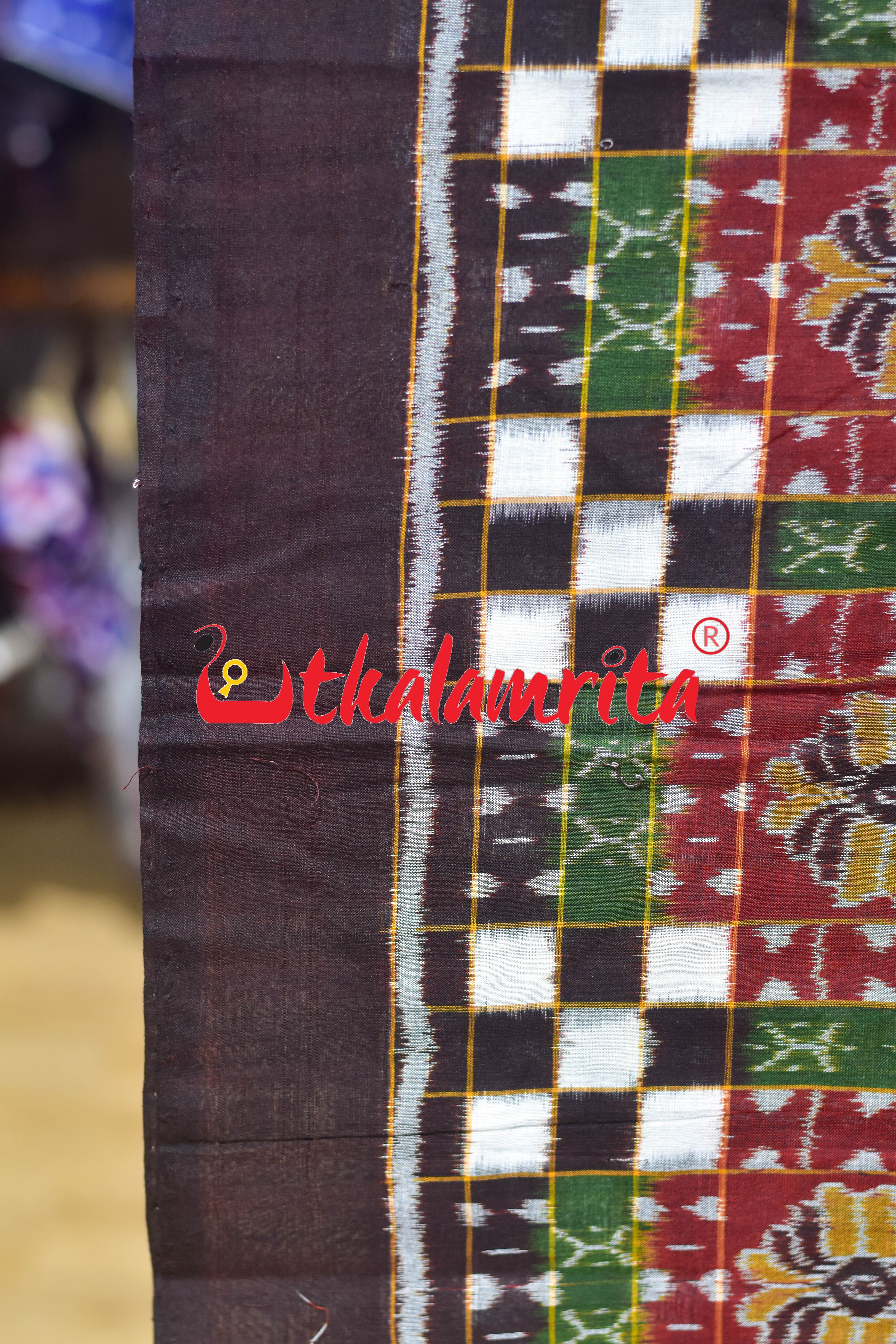 Coffee White Flower Bandha Sambalpuri Cotton (Fabric)