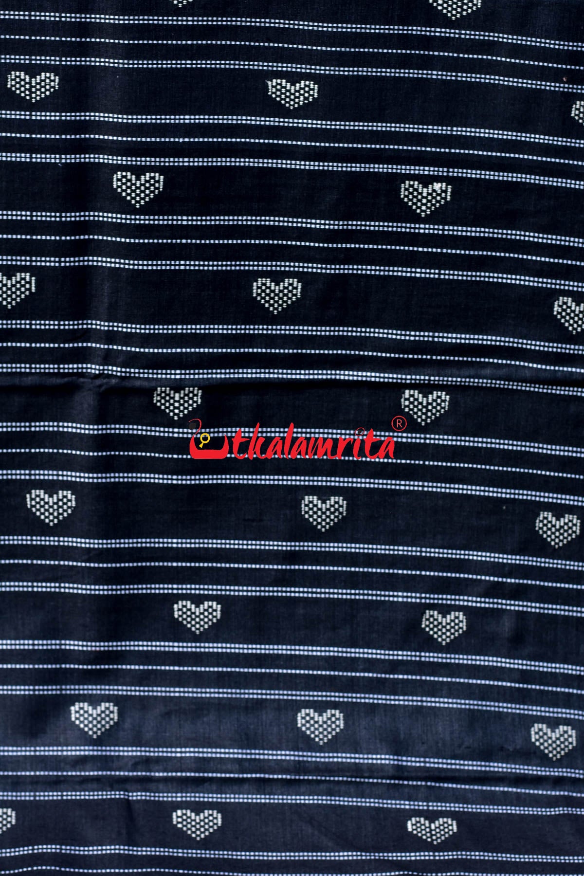 Red Black Fine With Hearts Tussar Saree