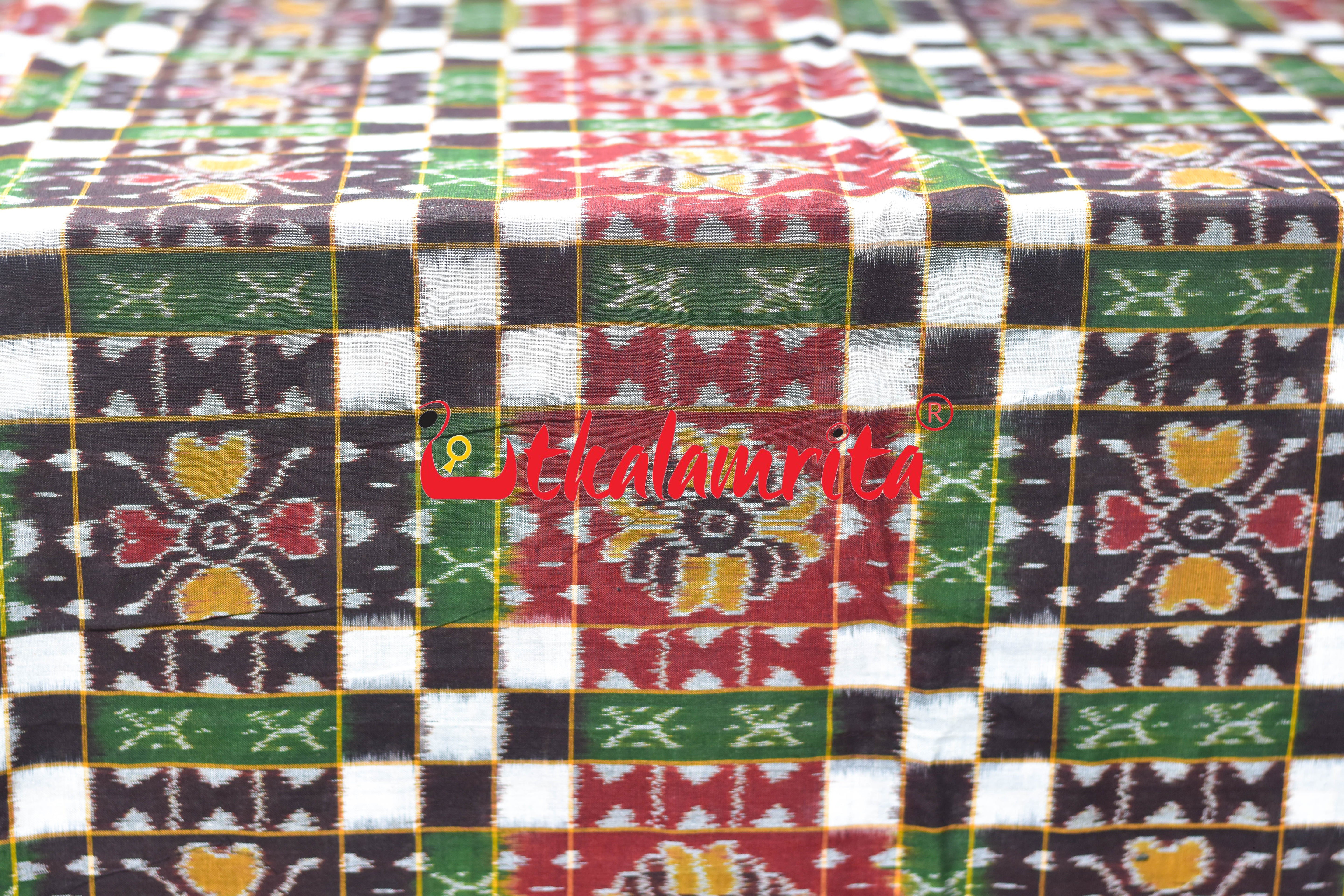 Coffee White Flower Bandha Sambalpuri Cotton (Fabric)