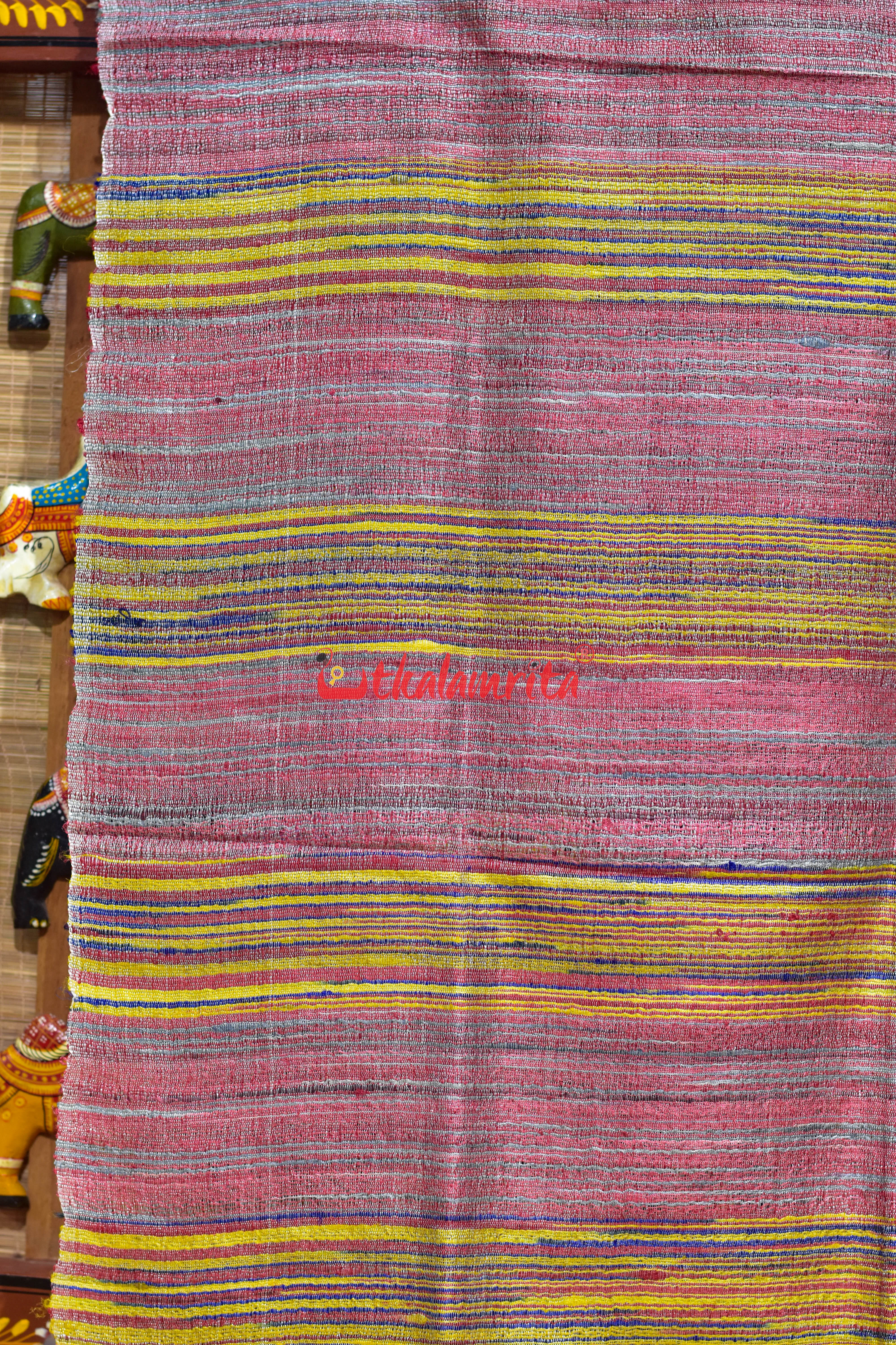 Pink Yellow Gicha Tussar Silk (Dupatta)