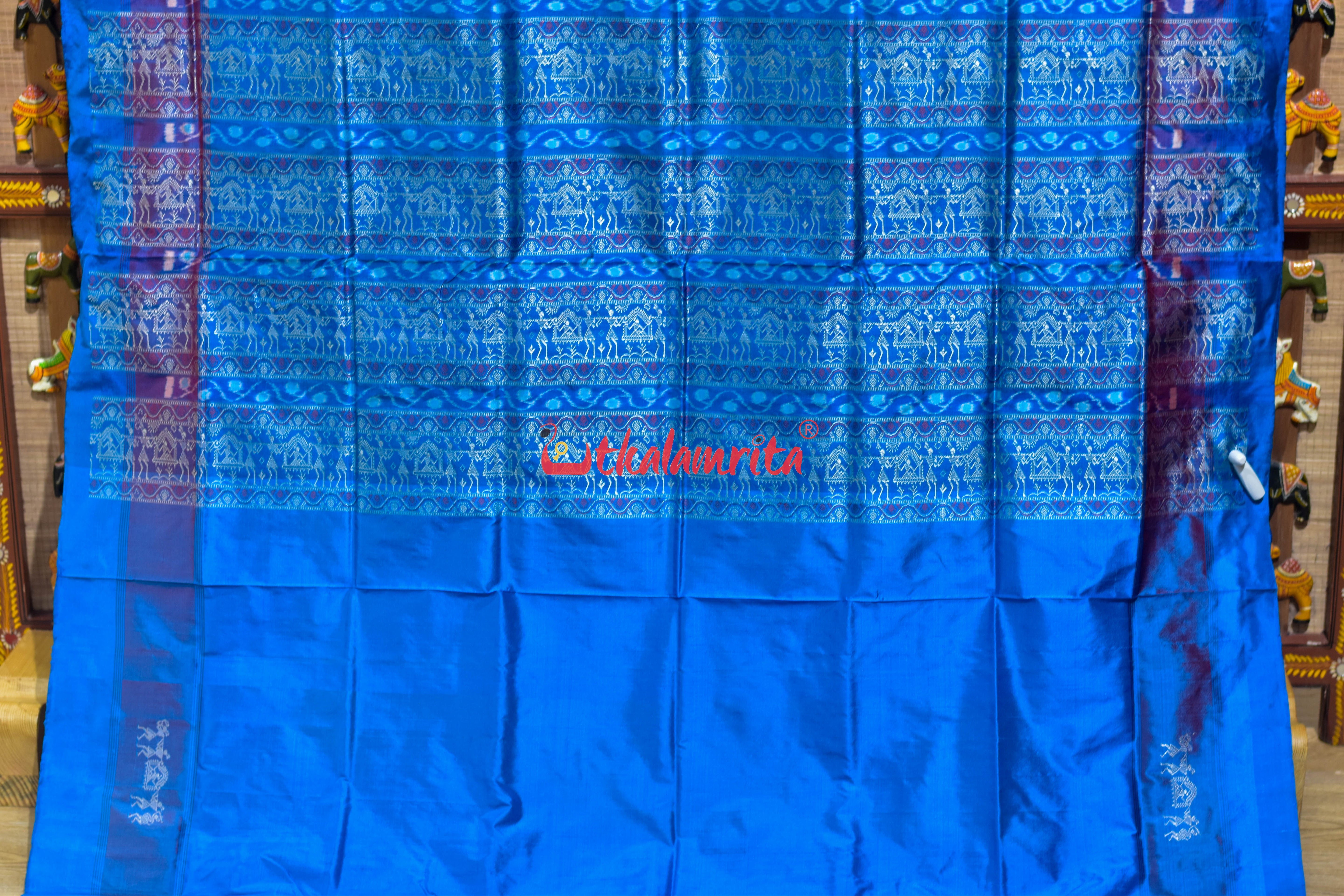 Yellow Double Kumbha Sabari Bomkai Silk Saree