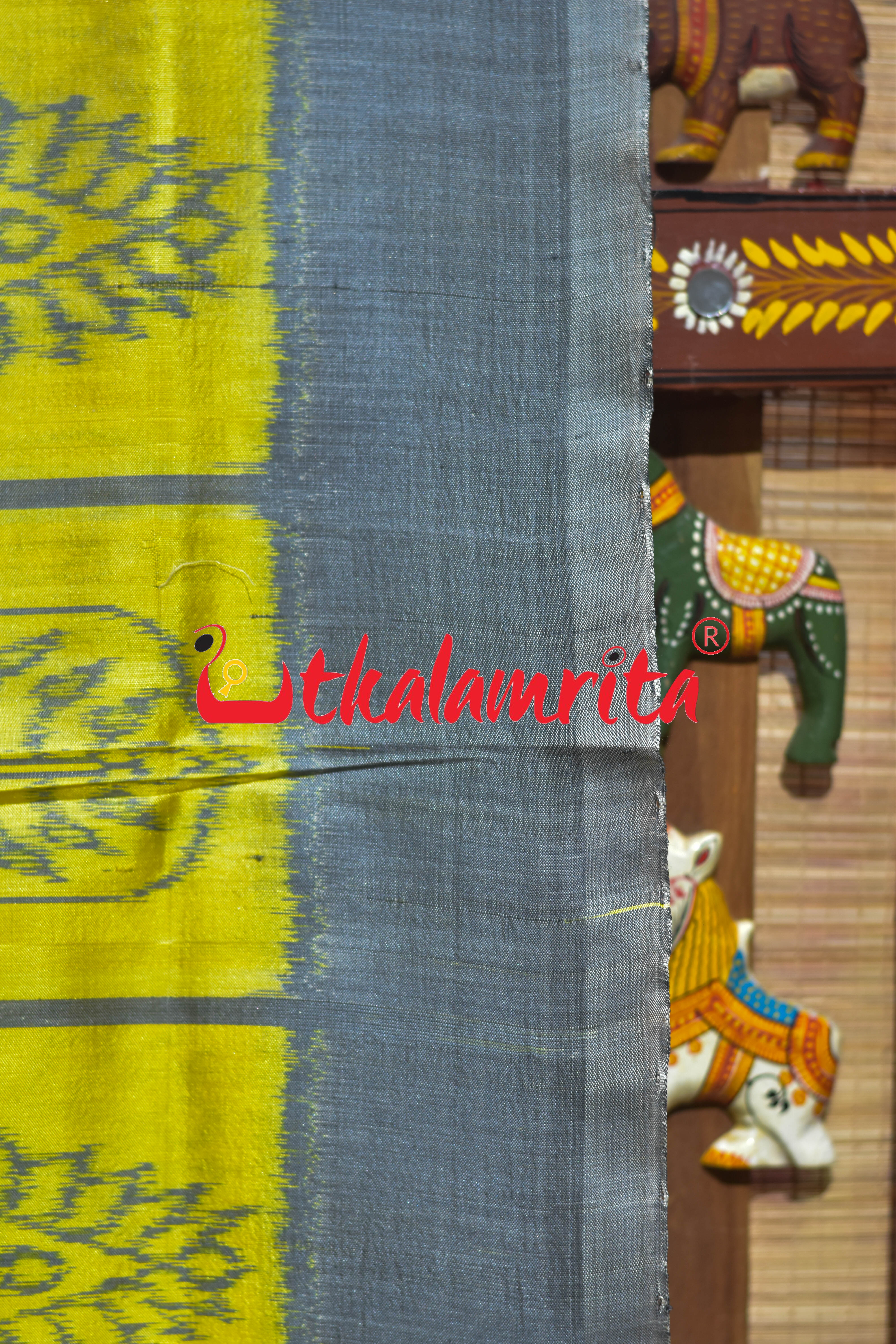 Yellow Grey Nabakothi Khandua Silk Saree