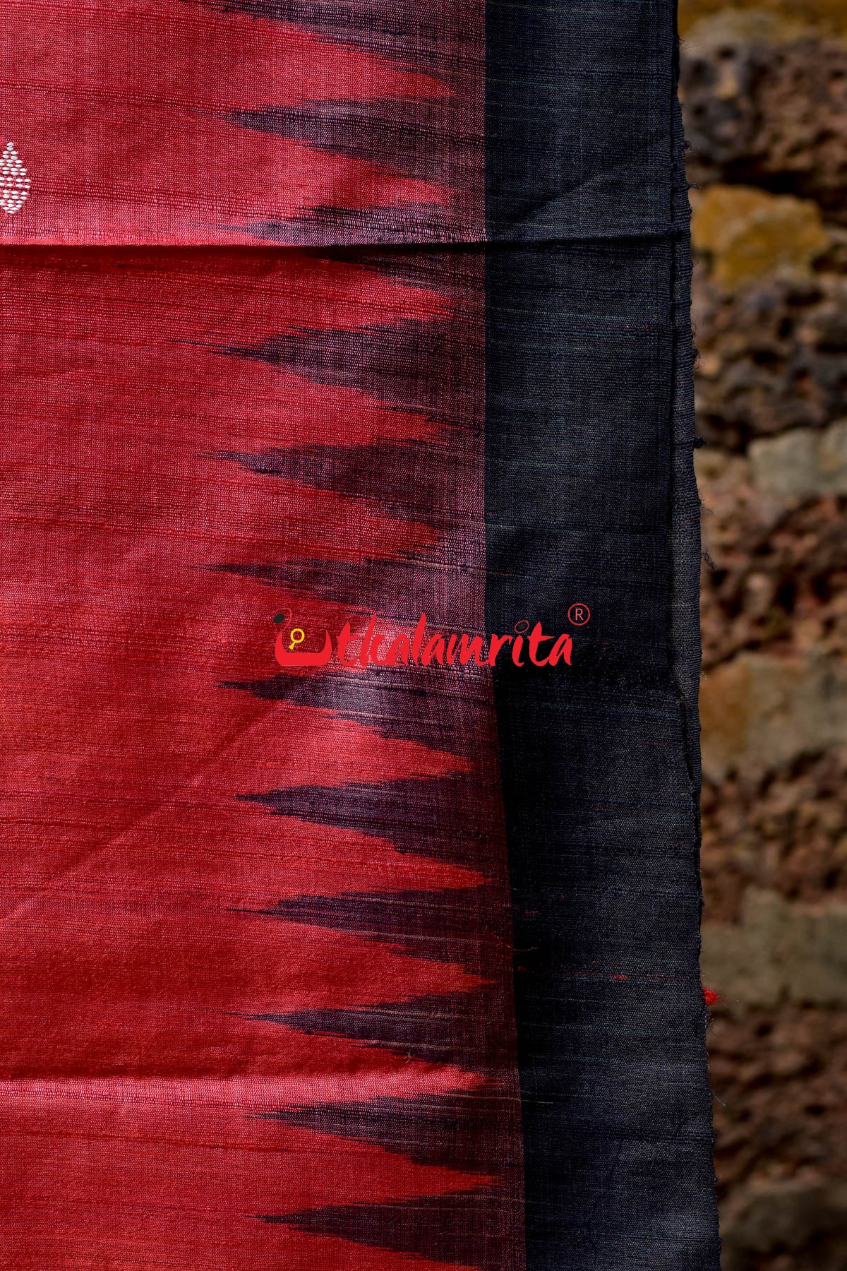 Red Black Fine With Hearts Tussar Saree