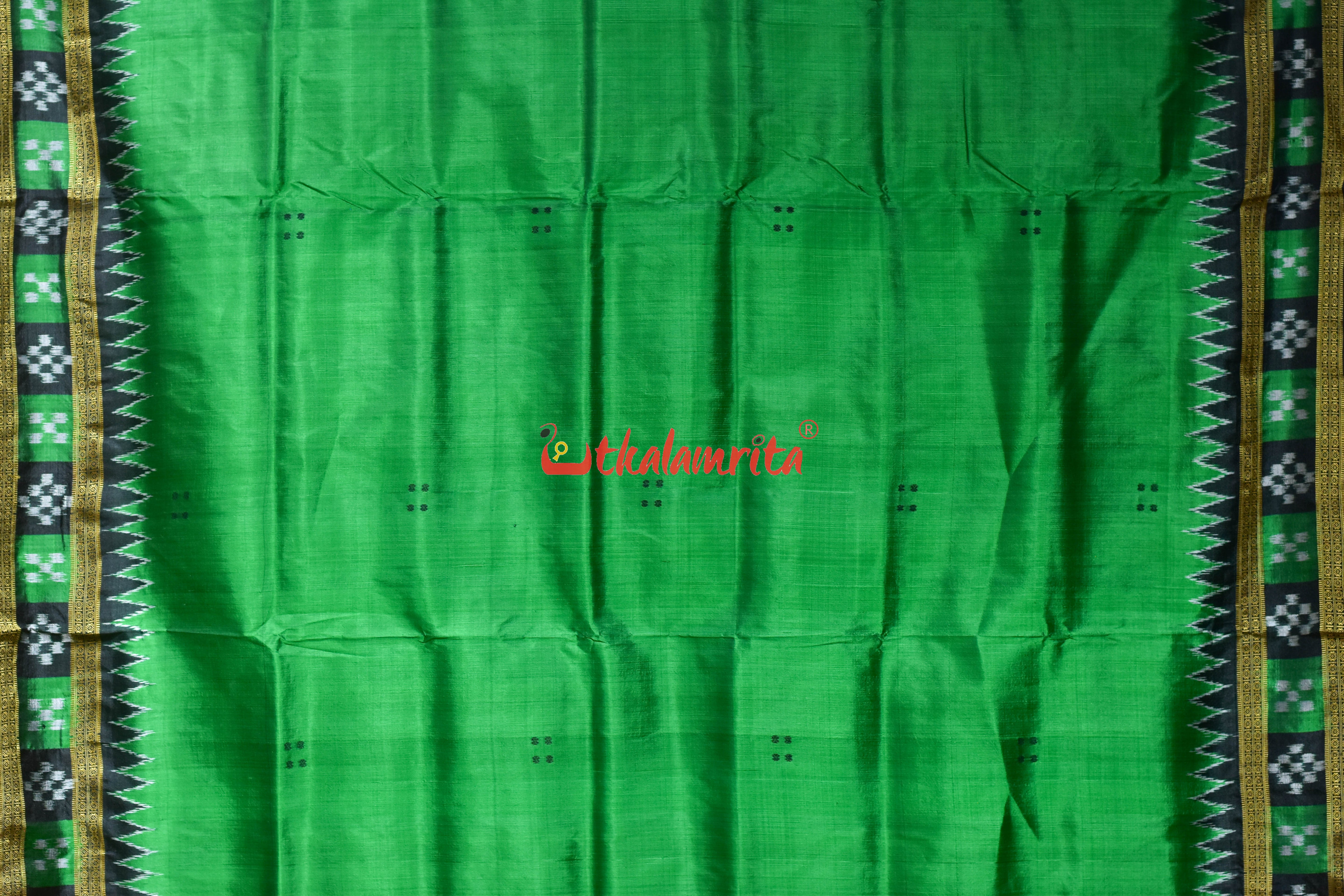 Green Kuthi Border Pasapali Khandua Silk Saree