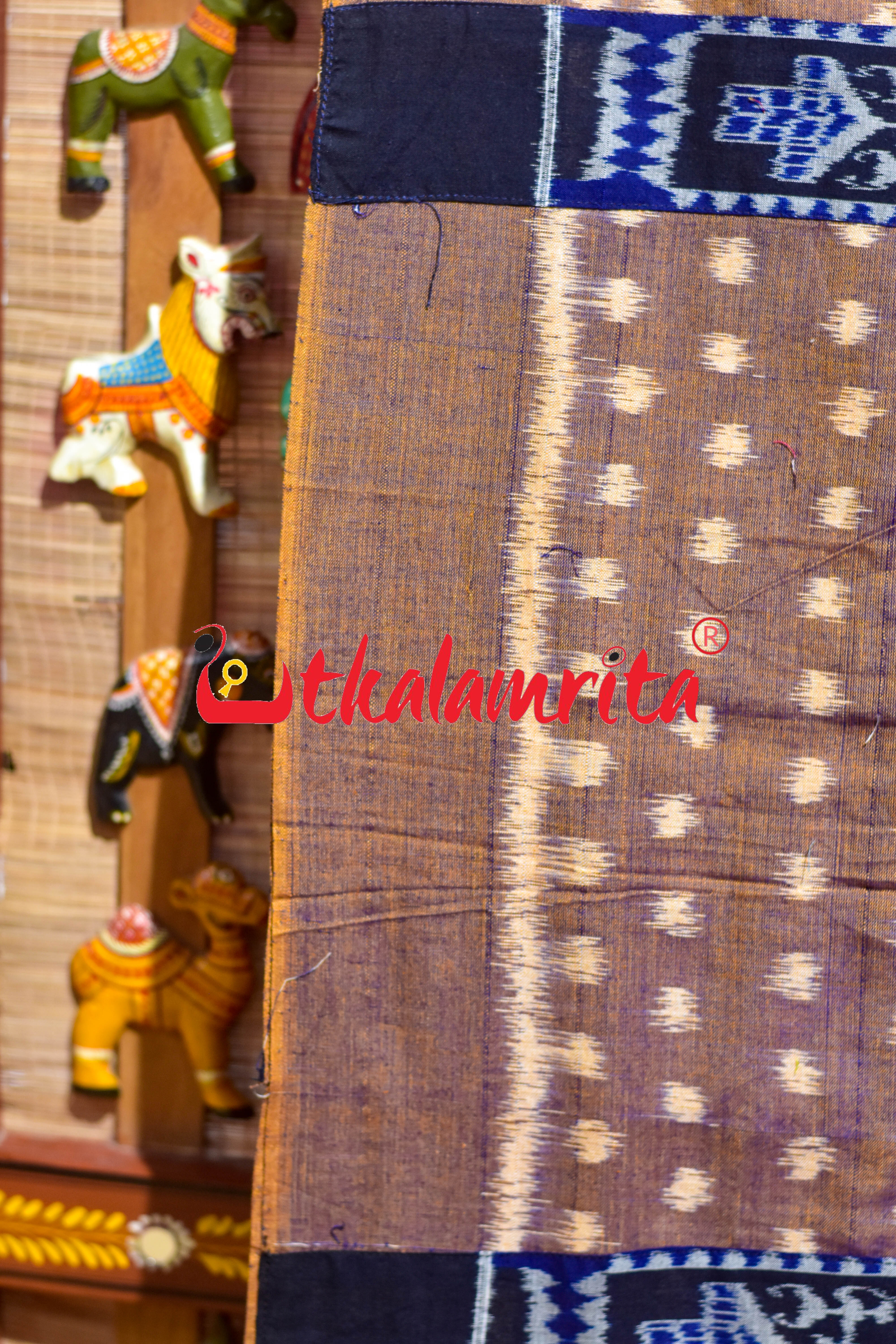 Golden Double Shade Buti Tribal Jharaka Designer Ikat Saree