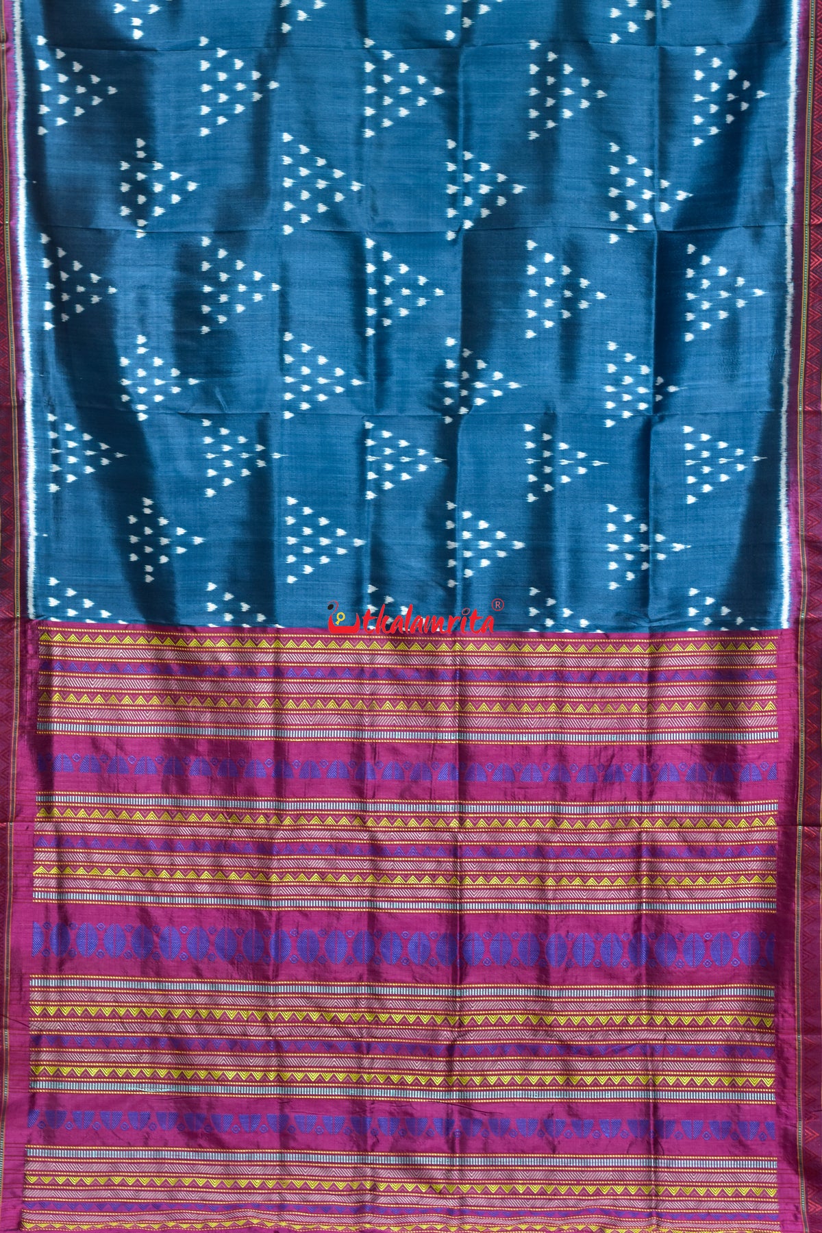 Blue Wine Chita Dongria Silk Saree