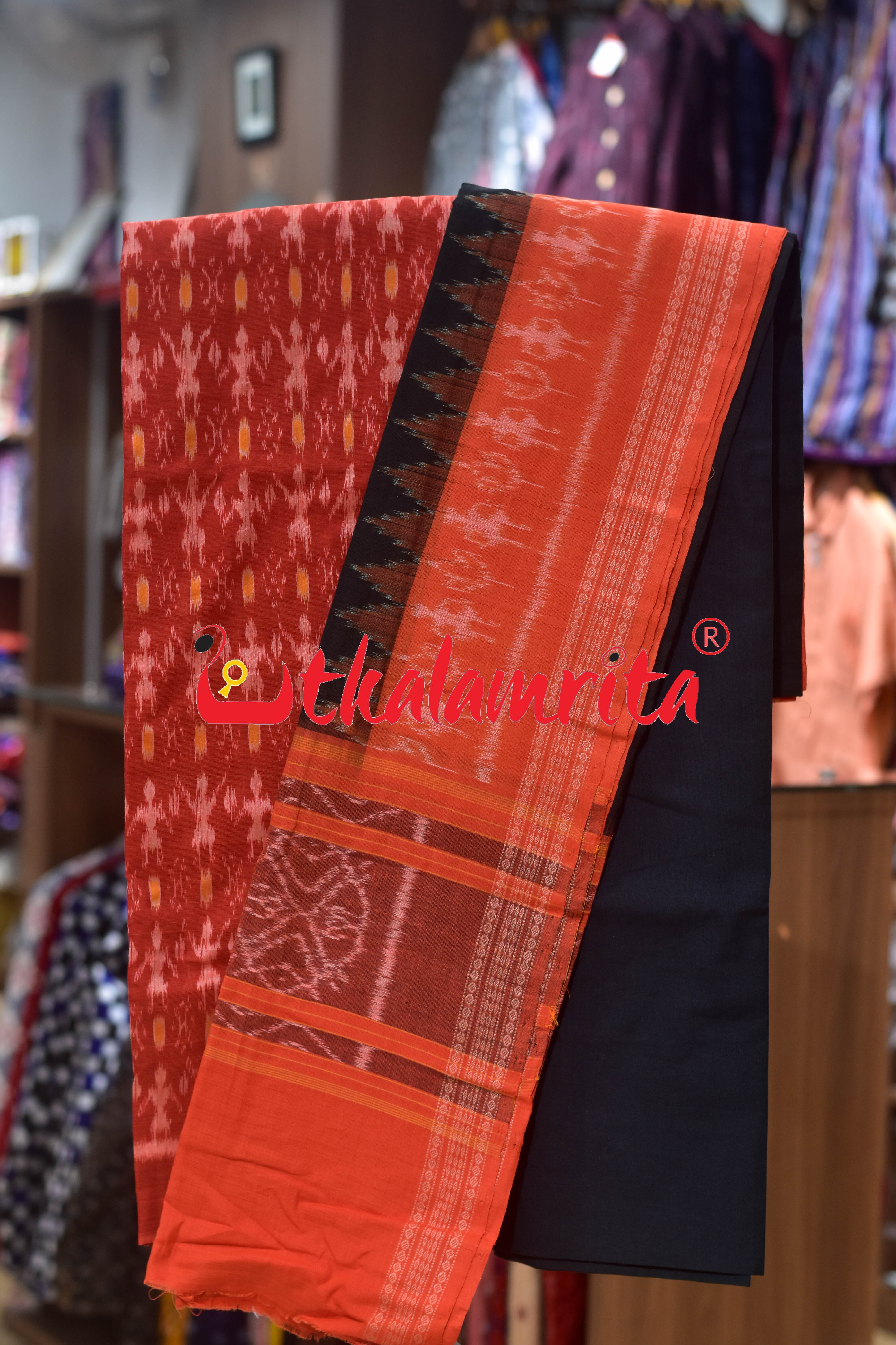 Orange Black Jodi Tribals Cotton Dress Set