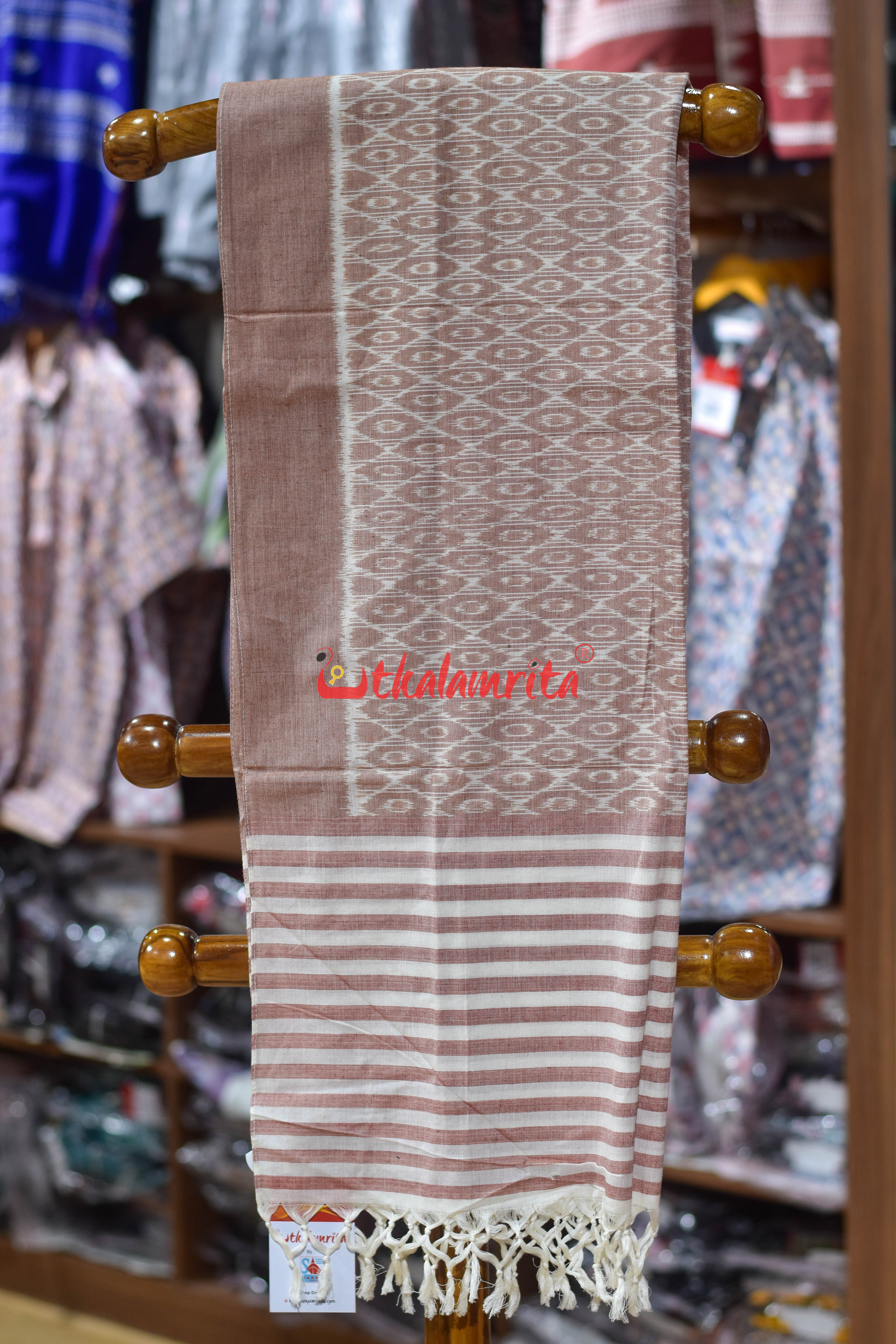Peach Gol Thikiri Ikat Cotton (Stole)