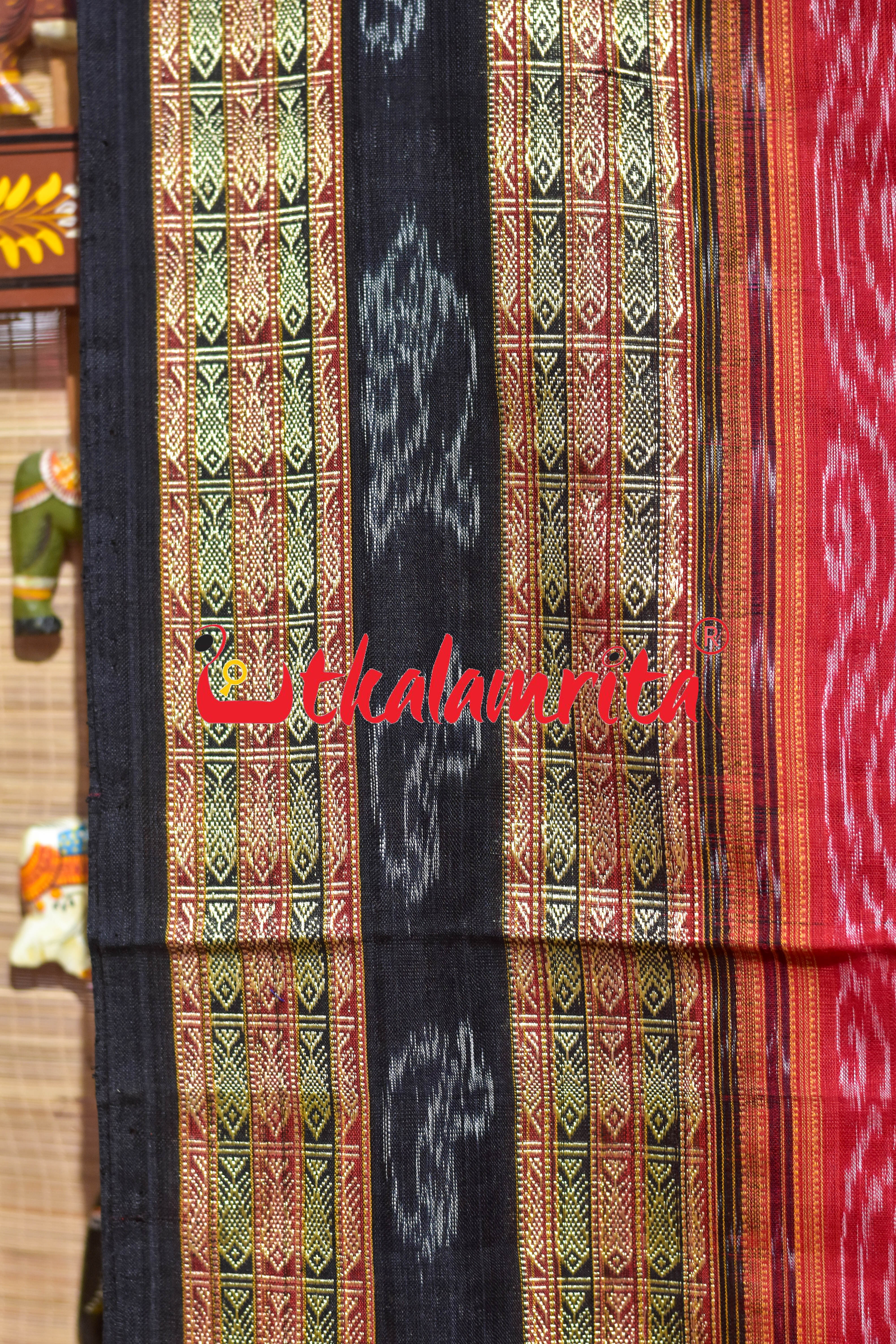 Red Black Bichitrapuri Sambalpuri Cotton Saree